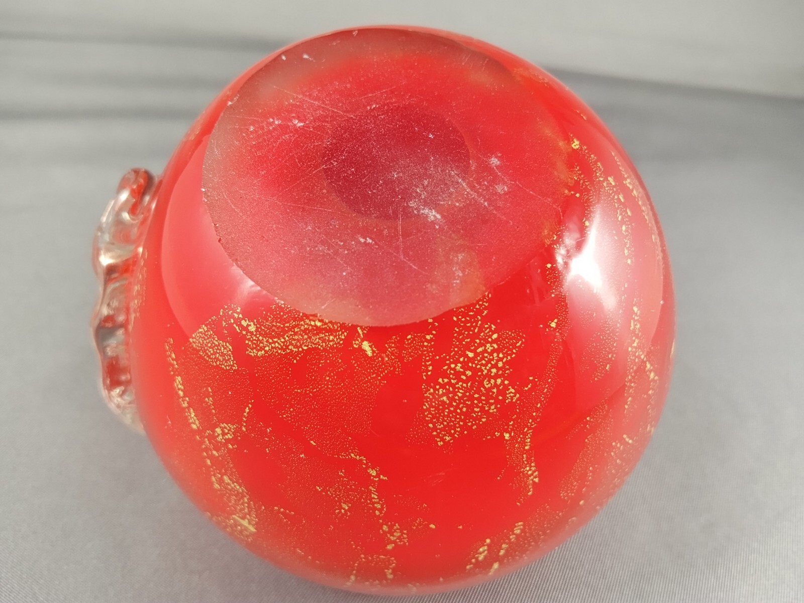 Glass Apple Paperweight Red and Gold 1.3 lbs