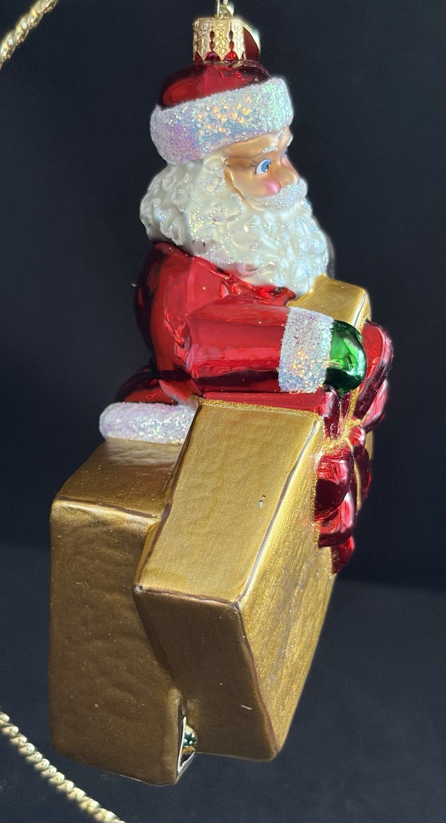 CHRISTOPHER RADKO BLOWN GLASS CHRISTMAS ORNAMENT SANTA FOR GODIVA CHOCOLATE LE