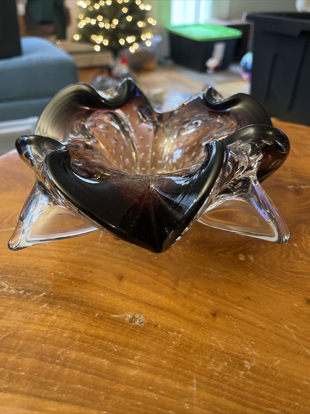 Vintage Hand Blown Art Glass Art Bowl Italy Irving Rice Irice