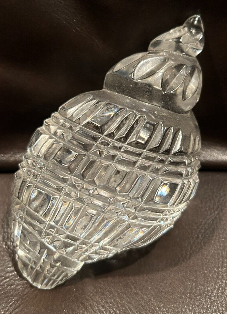 Vintage Waterford Crystal Conch Shell Paperweight Stamped Signed Mint