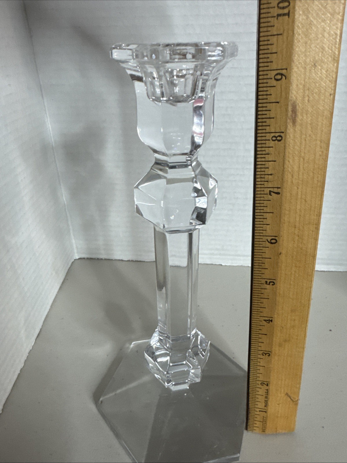 VTG Val St. Lambert Belgian Fine Crystal “Gardenia” Candlestick 9 3/8″