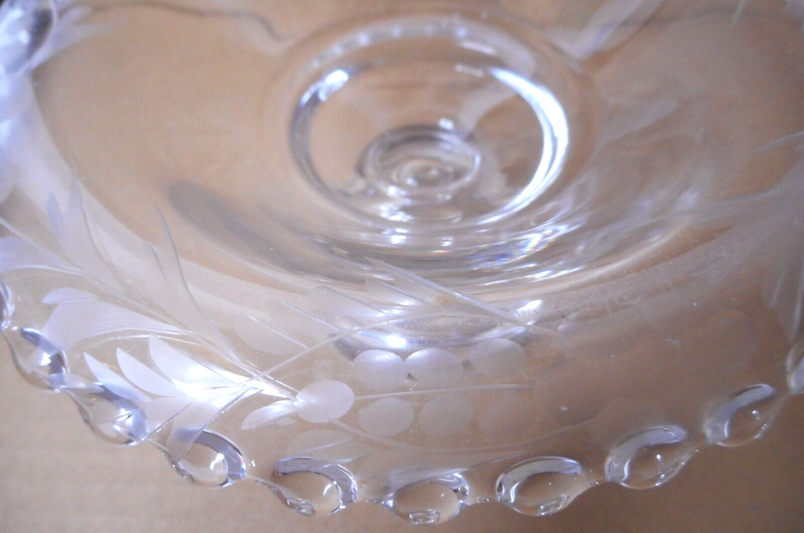 Imperial Glass Candlewick Etched FLOWER Candleholder 2 3/4″T Rolled Edge SINGLE