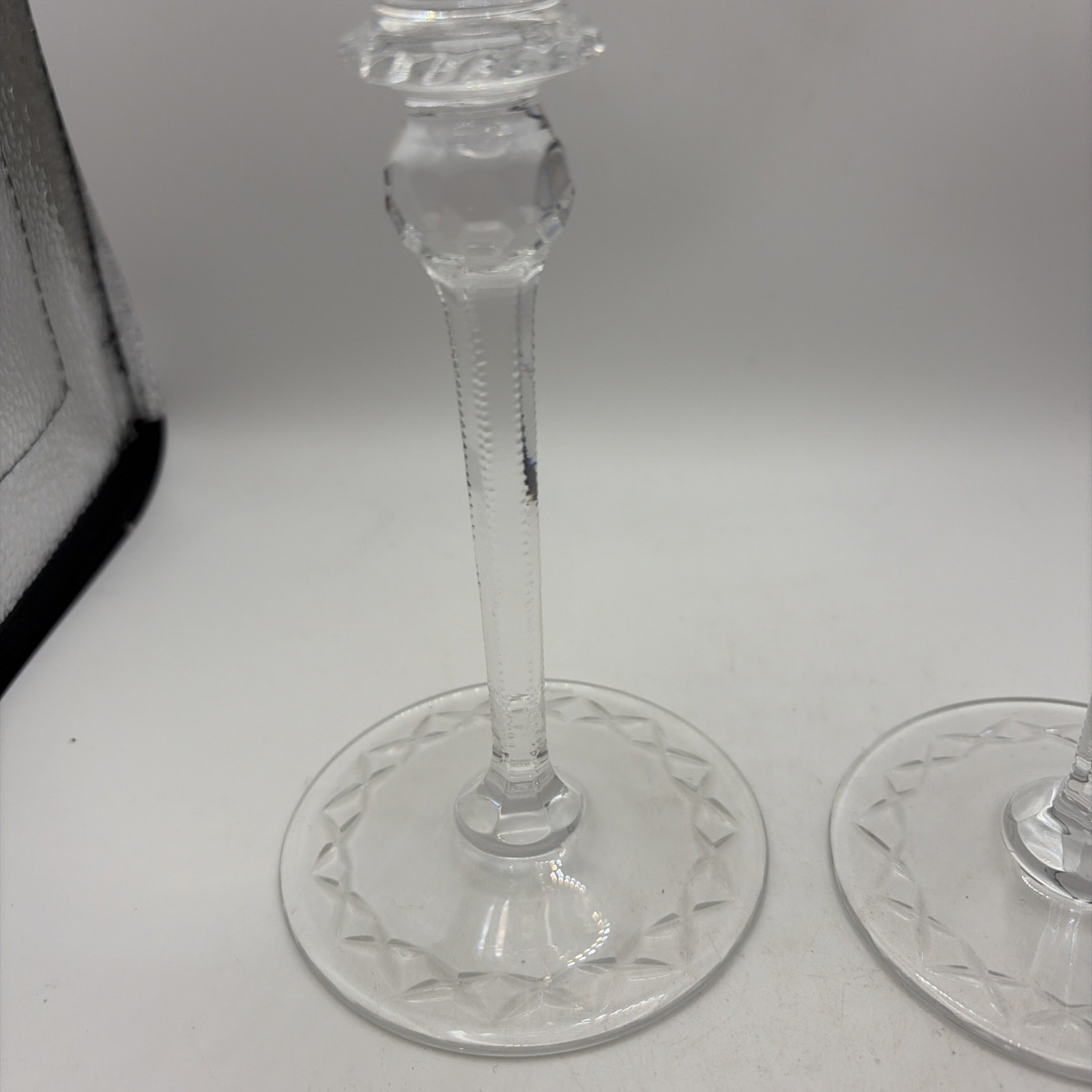 2 Rogaska GALLIA 8 inch Crystal Candle Stick Holders Clear Glass Elegance Vtg