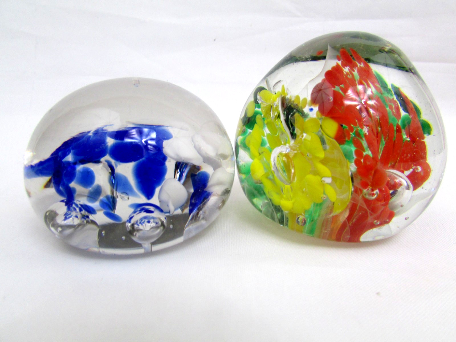 Vintage Lot Of 2 Glass Paper Weights Unbranded