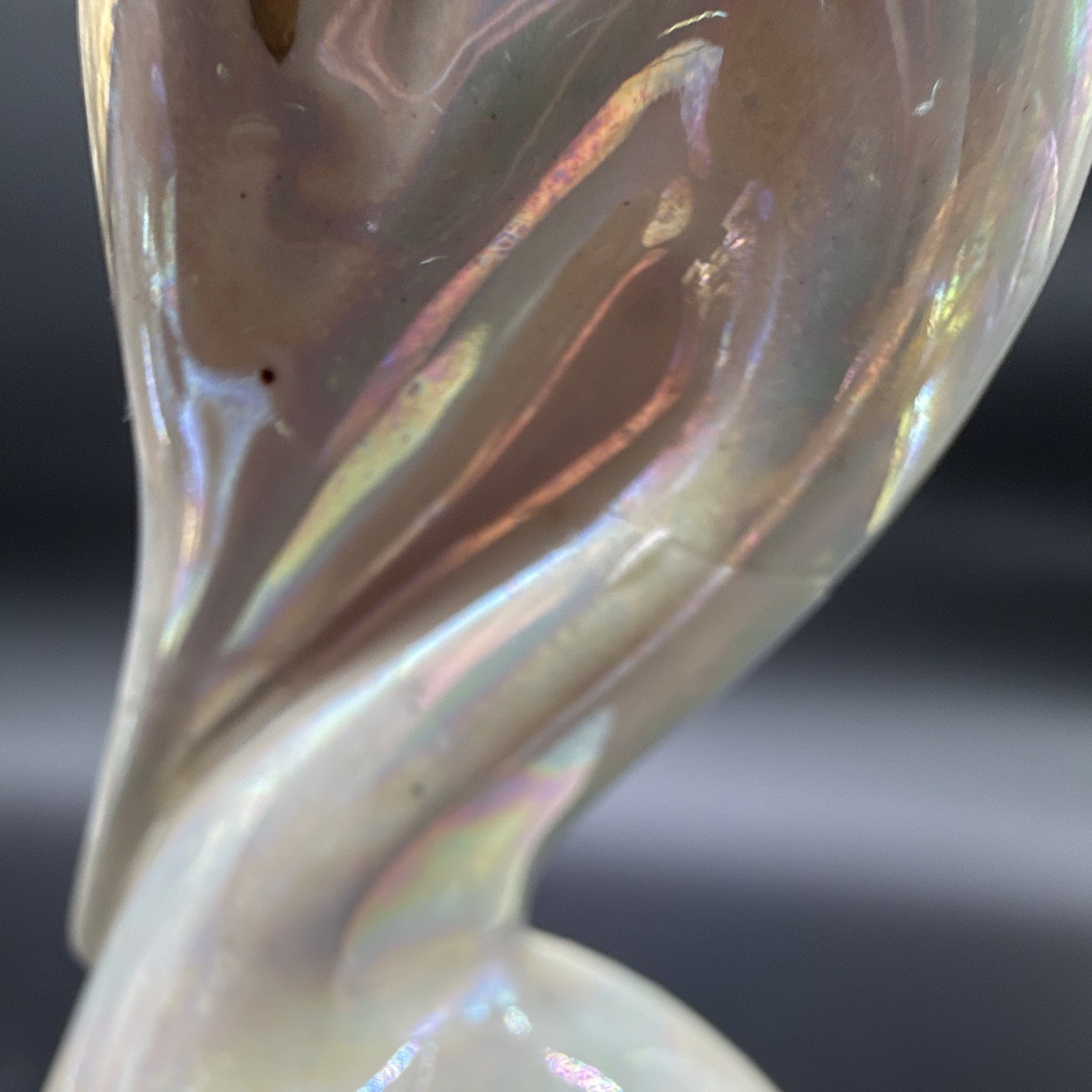 Iridescent white & gold ceramic pelican figurine, glossy finish, 8 in