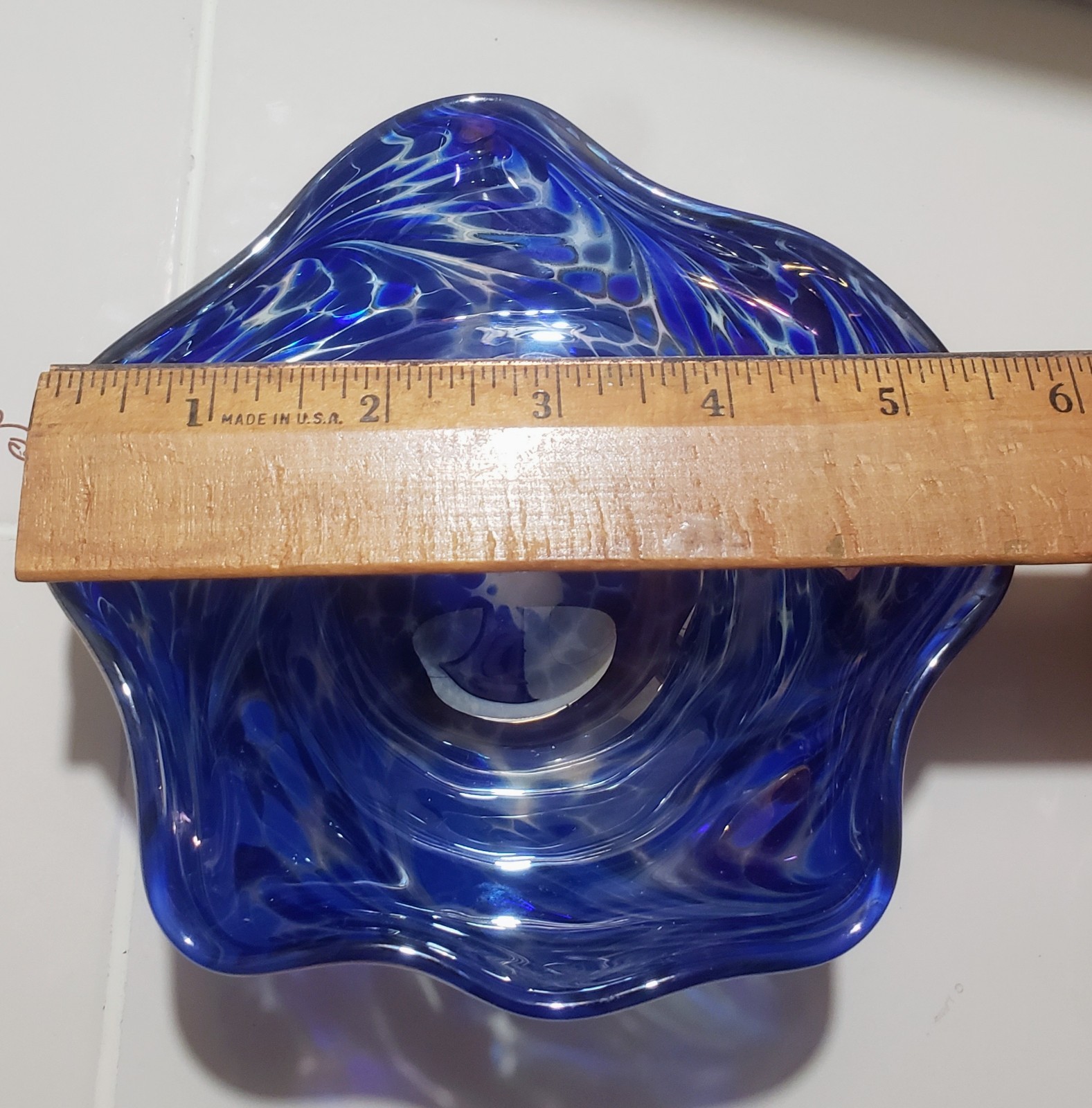 Vintage New Orleans Nuance 1992 Glass Multi Color Hand Blown Iridescent Bowl