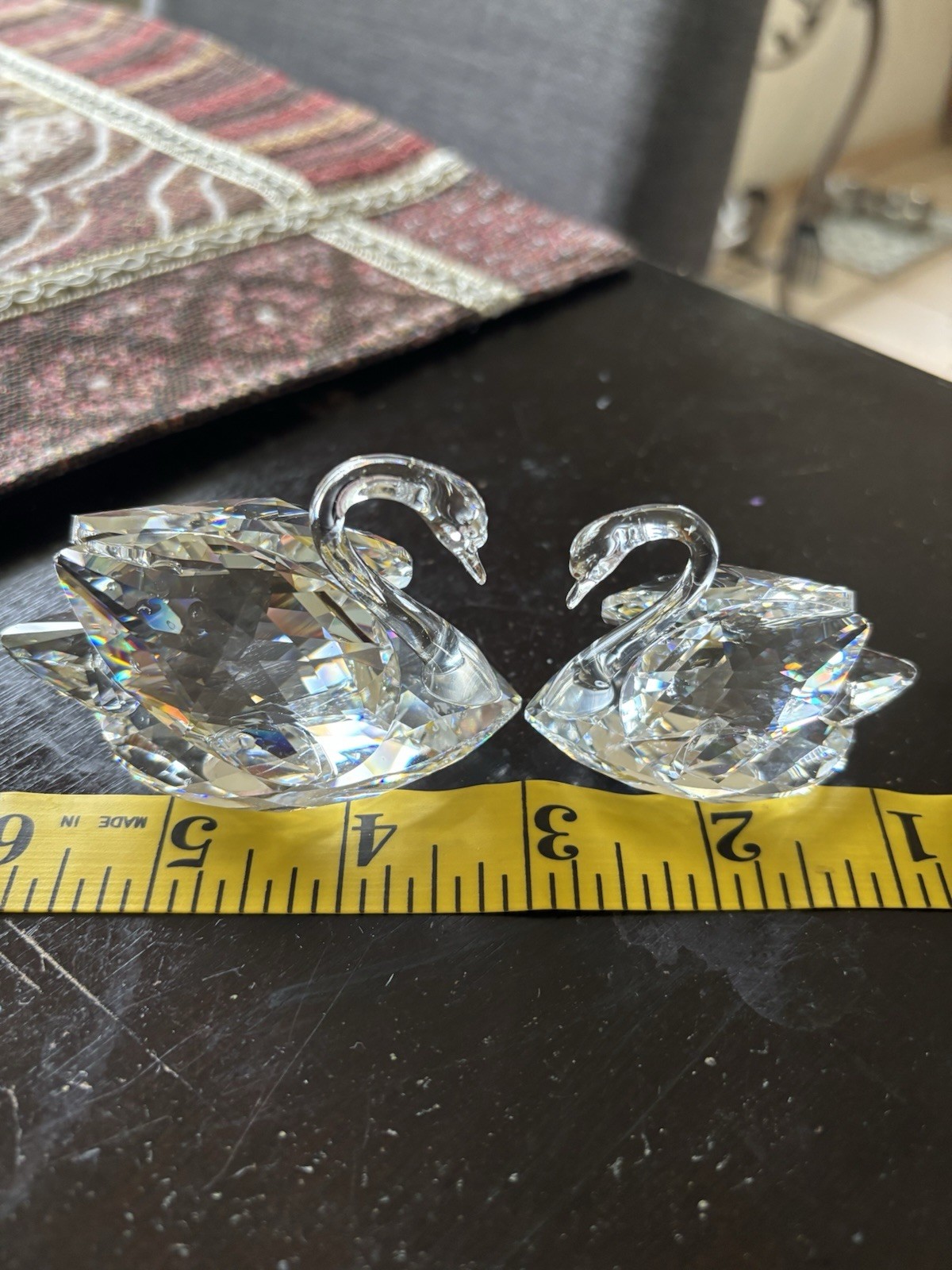 Swarovski Crystals Swans, Signed.small 2 inch, medium 3 inch.