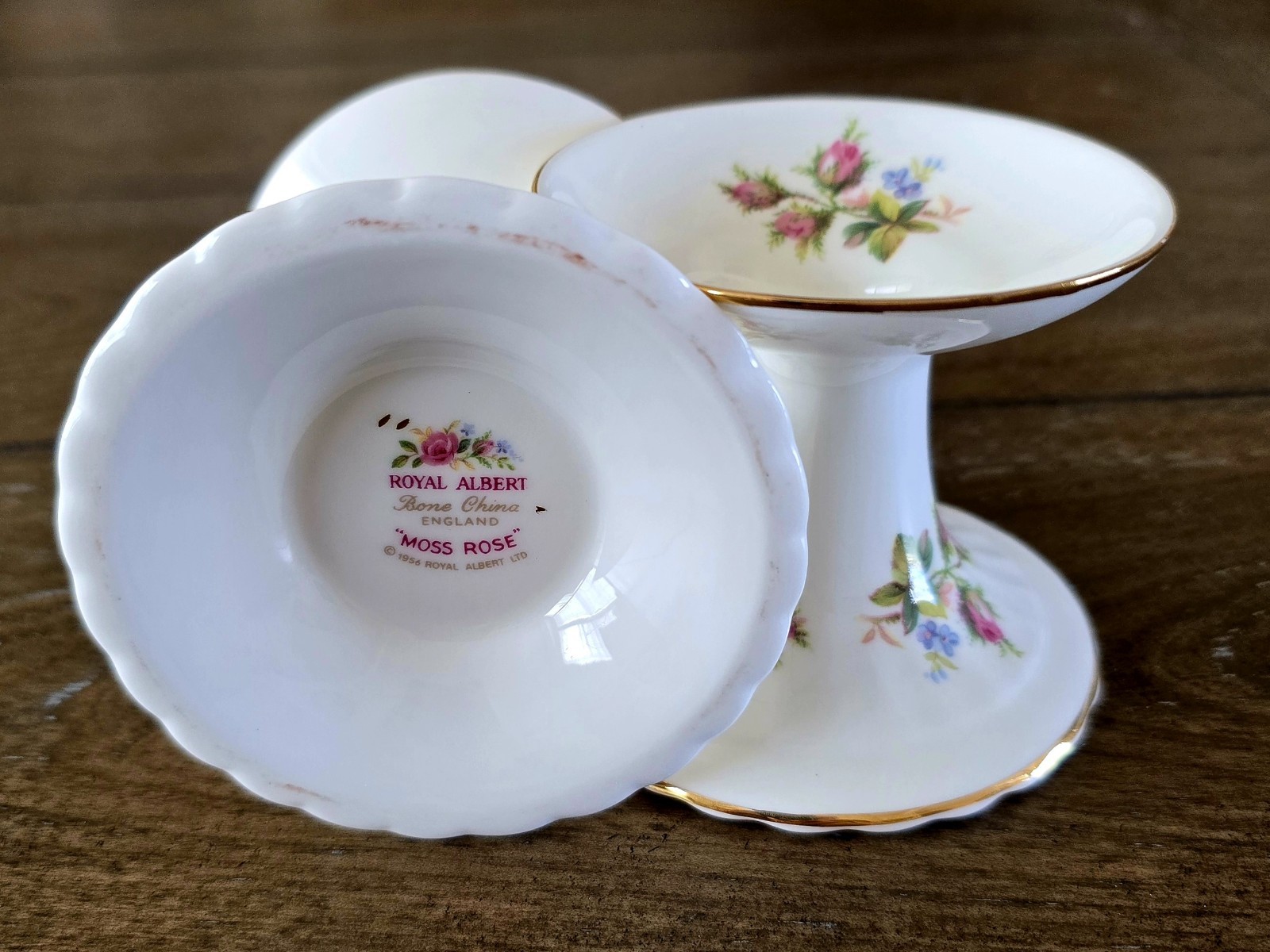 Royal Albert, Bone China Candle Holders with Moss Rose Pattern