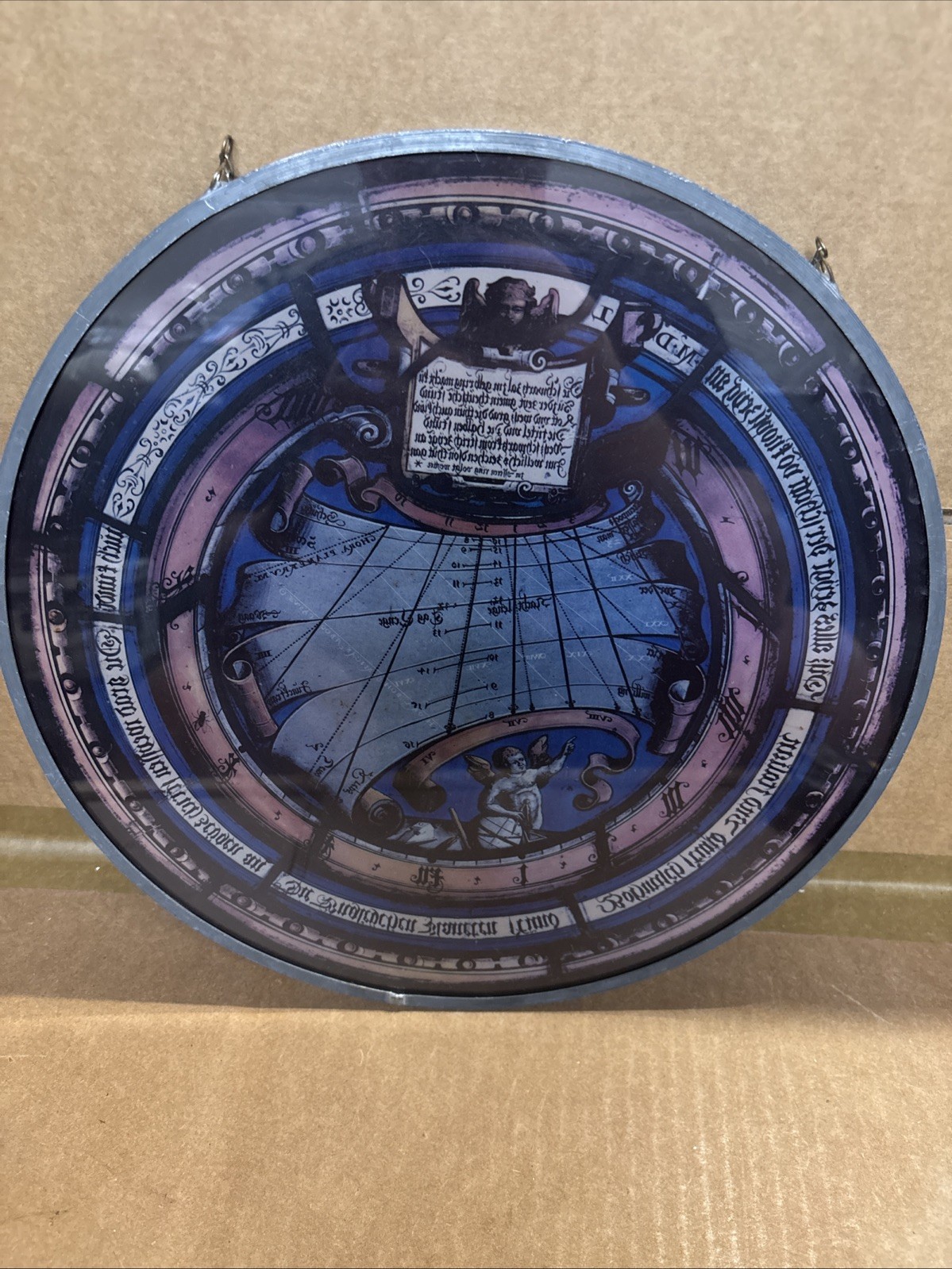 Vintage Ambras Castle Sundial Round 12” Suncatcher Unique Colorful Nice! #MM
