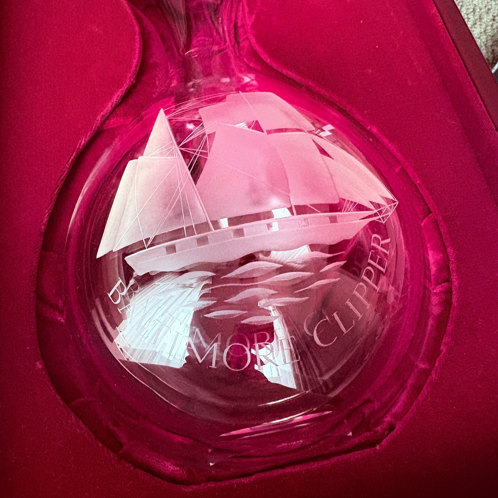 Steuben Crystal Baltimore Clipper Vase Bernard X. Wolff Hand Engraved 1994