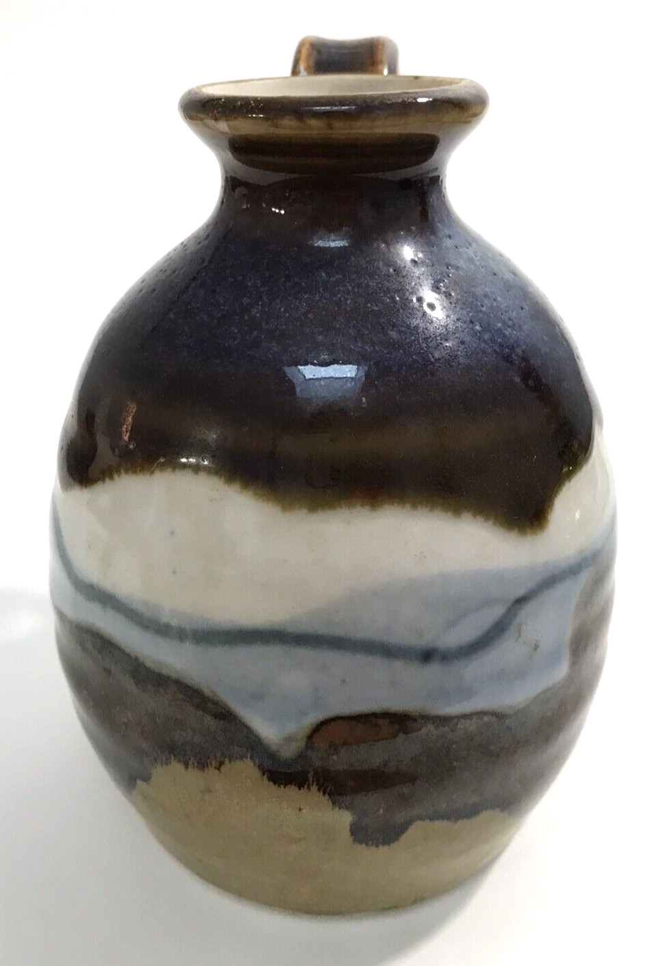 Studio Art Pottery Jug Vase 4.5 Inches Hand Crafted Signed 1985 Vintage