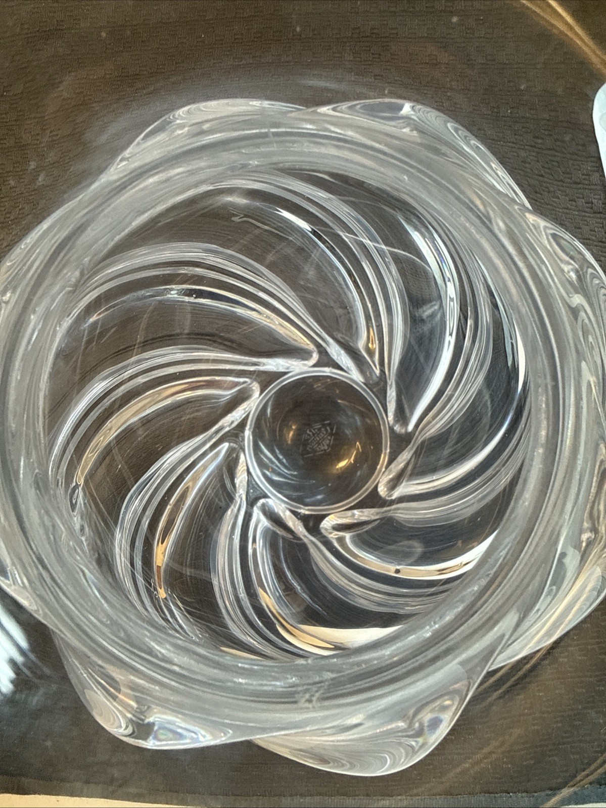 Crystal Art VANNES Twisted Design Heavy 7″ Glass Belly Vase France Mint MCM