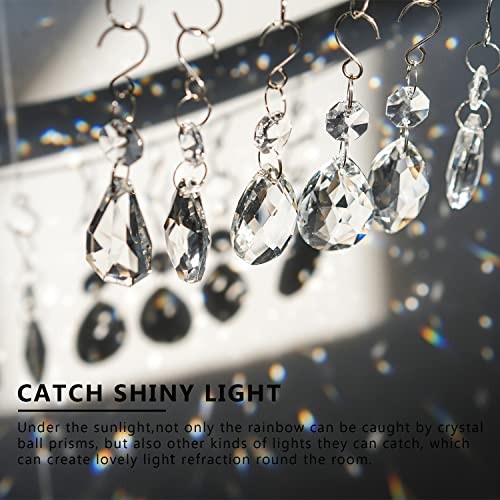 Crystal Chandelier Prisms,Crystal Sun Catcher Kit,Rainbow Hanging Clear,12pcs