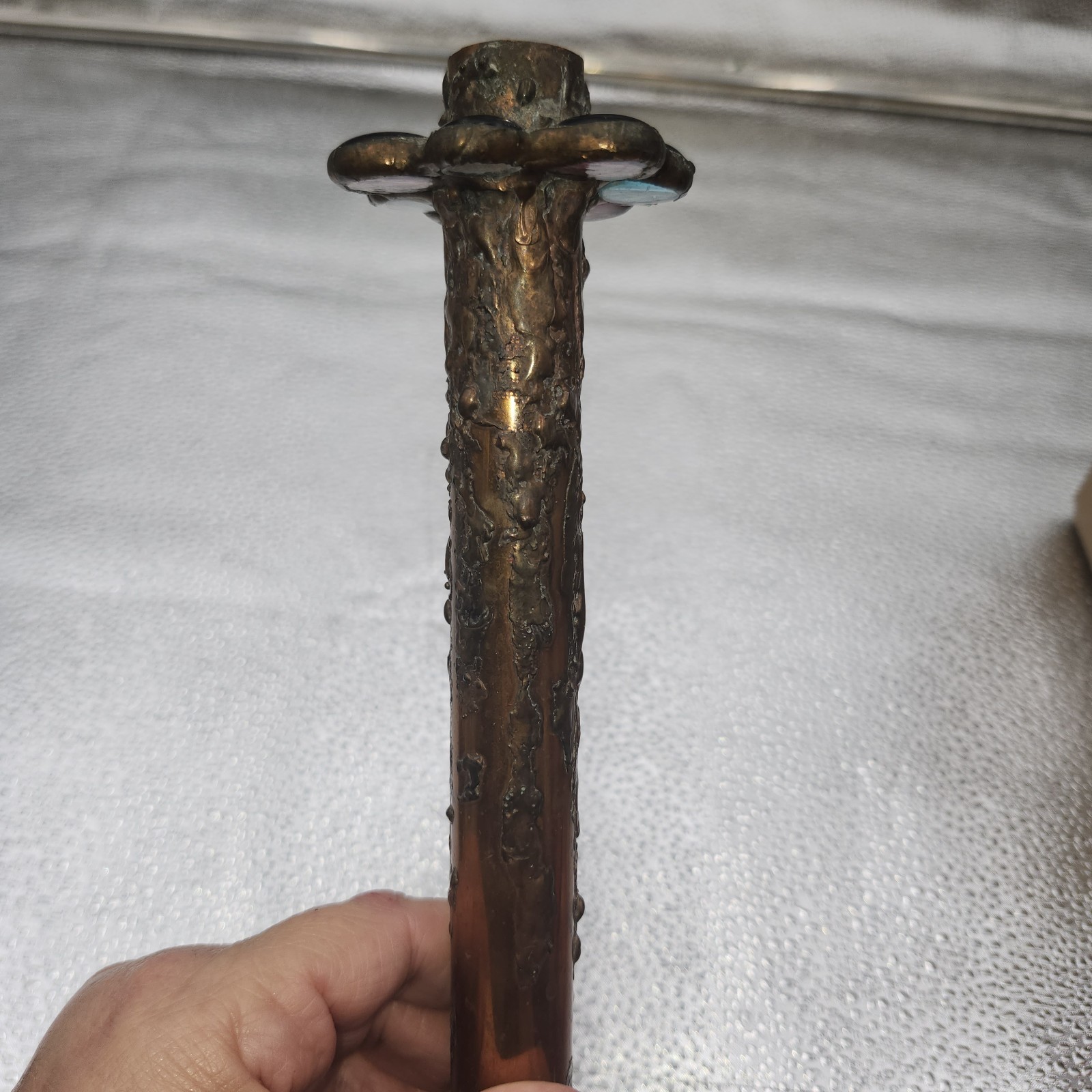 Diane Markin Handmade Jewel Glass Copper Metal Drip Candlestick sNAIL