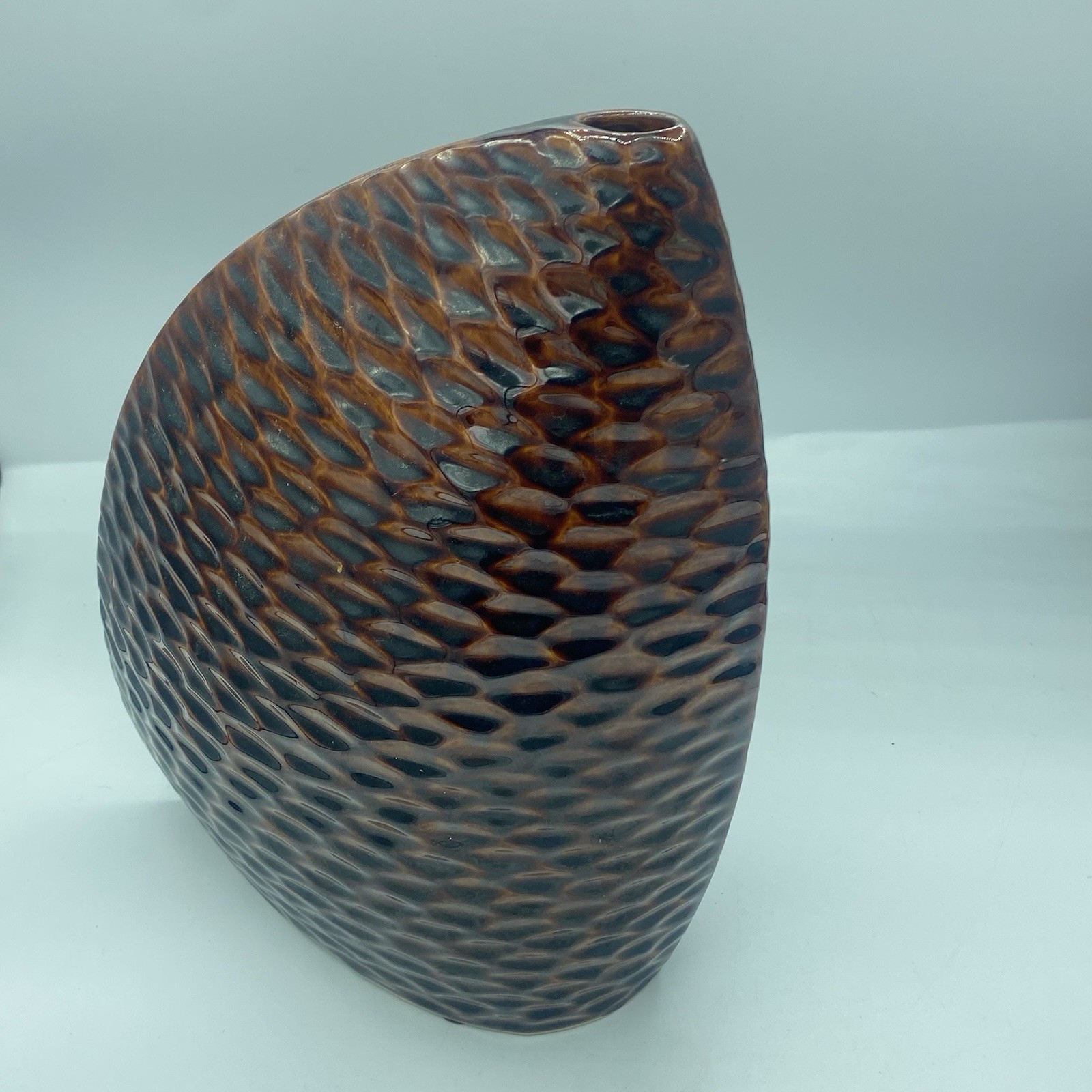 Large Sculptural Sail Vase Brown Ceramic Textured Modern Art Decor Statement