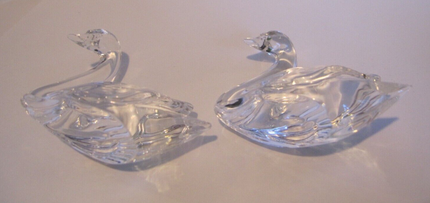 VTG LEAD Crystal Swan Figurine Clear MINIATURE Flirting Swan 1-3/4″W X 1-1/4″ H