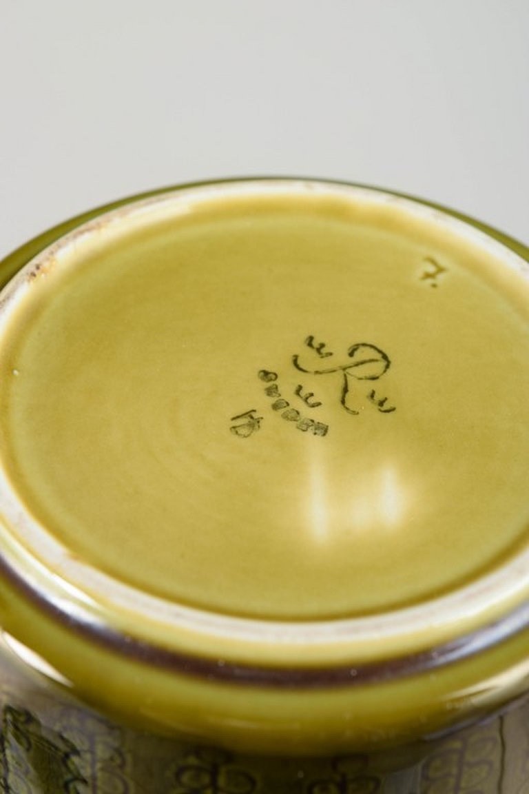 Hertha Bengtsson for Rörstrand, Sweden. Cylindrical stoneware vase. 1960s.