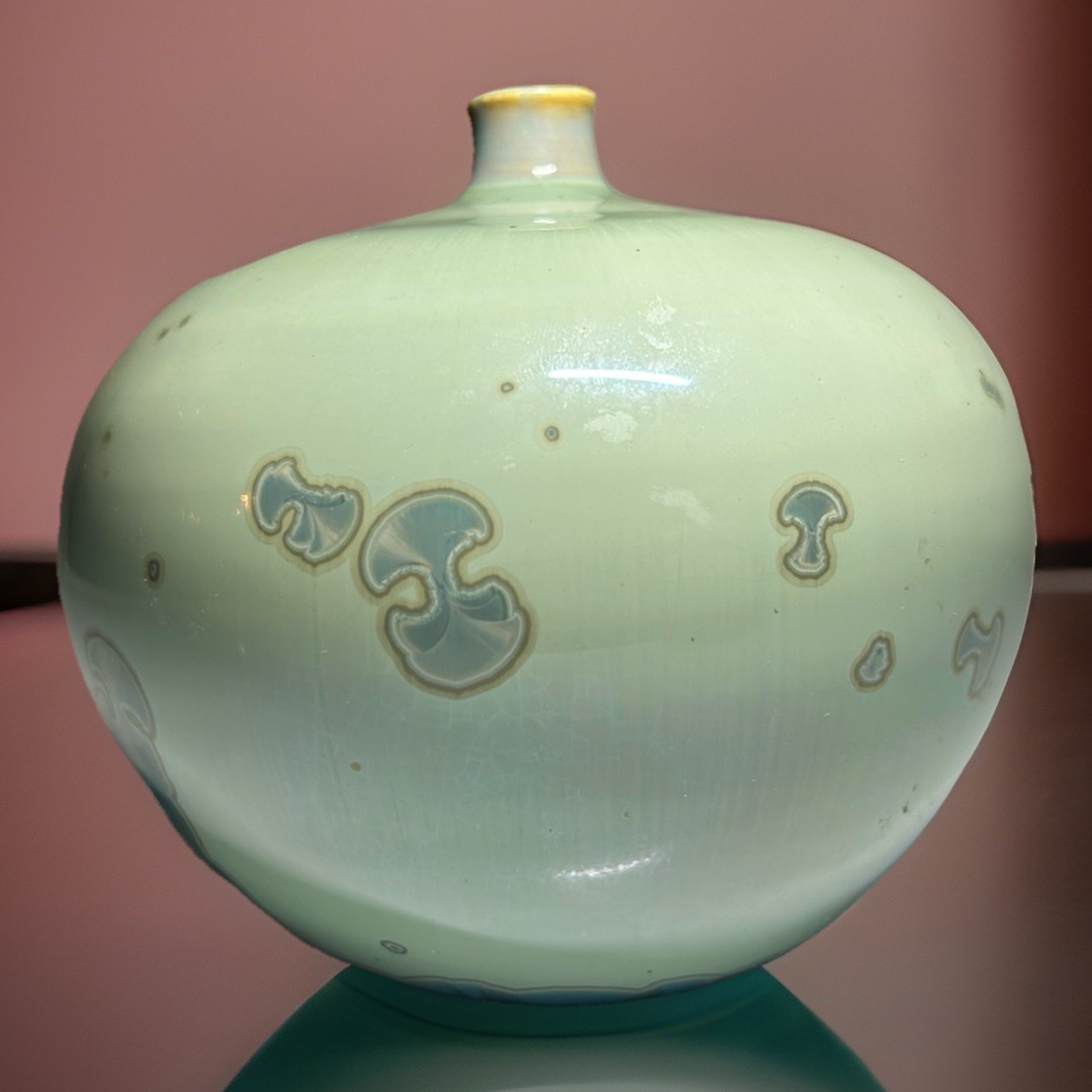 Crystalline Glaze Ceramic Vase Exquisite Design 4.5”x5”