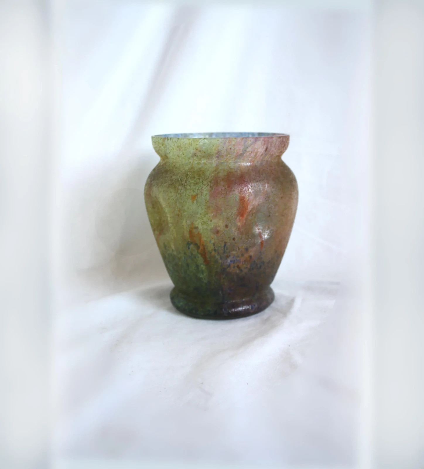Vintage Czech Tomschick Multi Color Microcrackle Art Deco Glass Vase