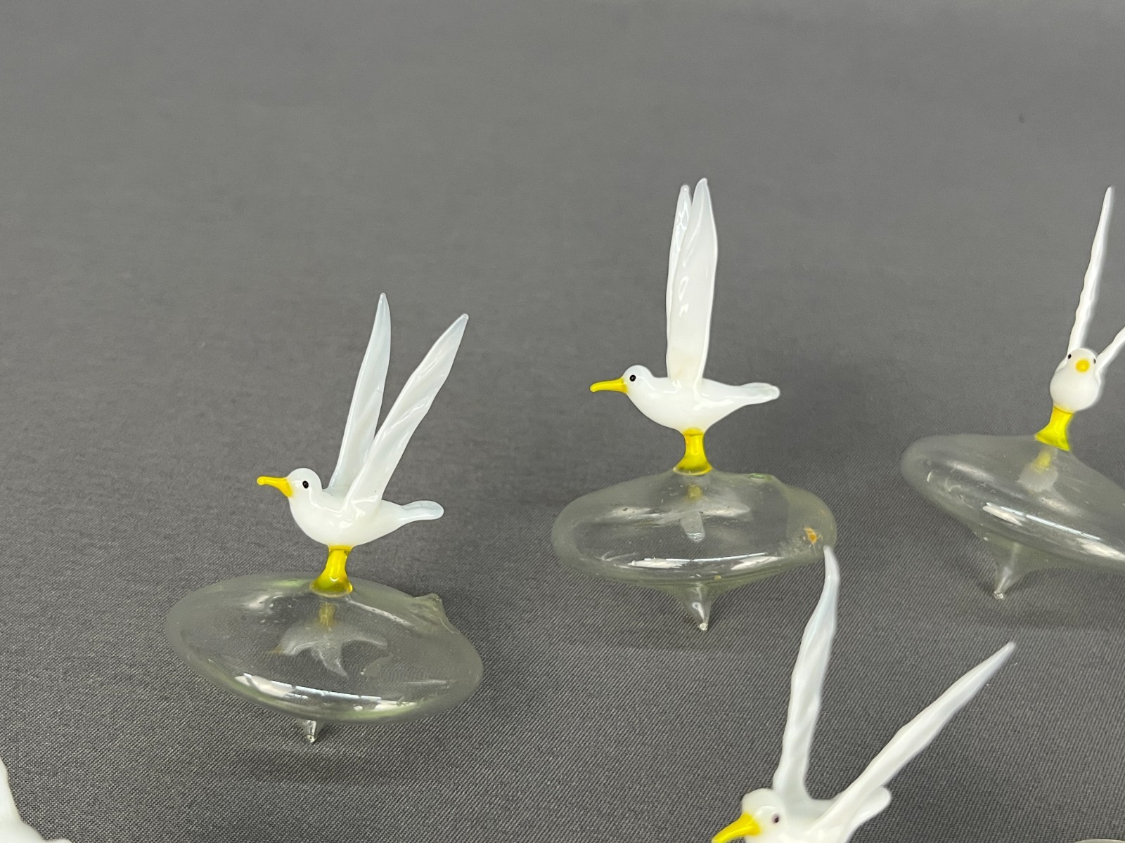 11 Mid Century Blown Glass Bird Seagull 2″ Floats Figurines