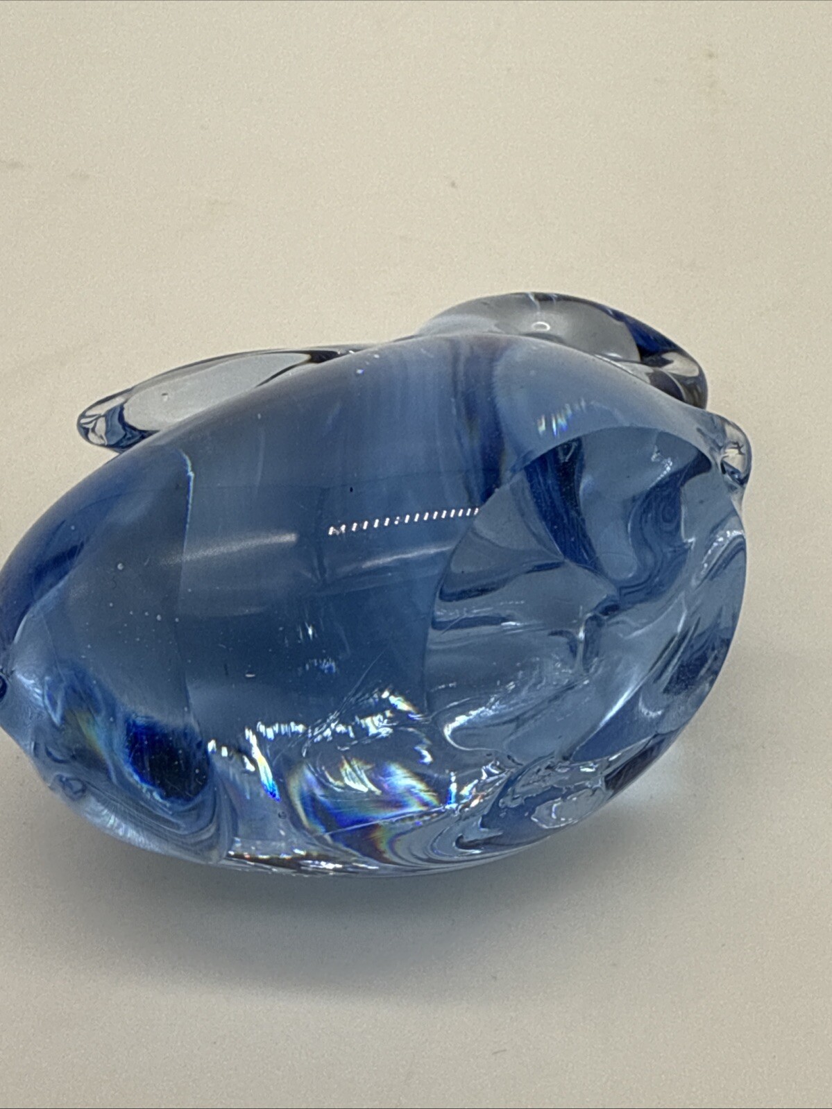 US Commemorative Fine Art Gallery COBALT BLUE Glass BUNNY 3” Paper Weight