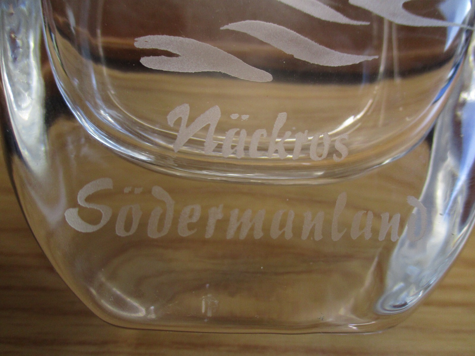 Vtg SEA Sweden Signed Rune Strand Vase Etched Nackros Sodermanland Lily Pad