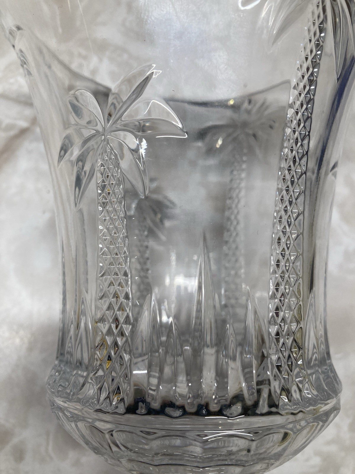 Godinger Palm Tree Elegant Open Hurricane Crystal Glass Vase 7.5 X 5.5”