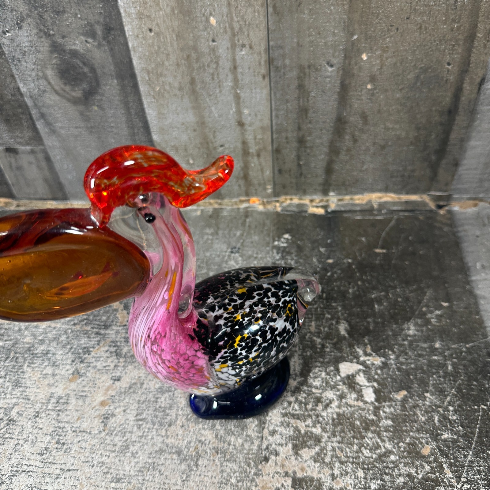 Hand Blown Murano Art Glass Pelican Figurine Sculpture 7″ Tall