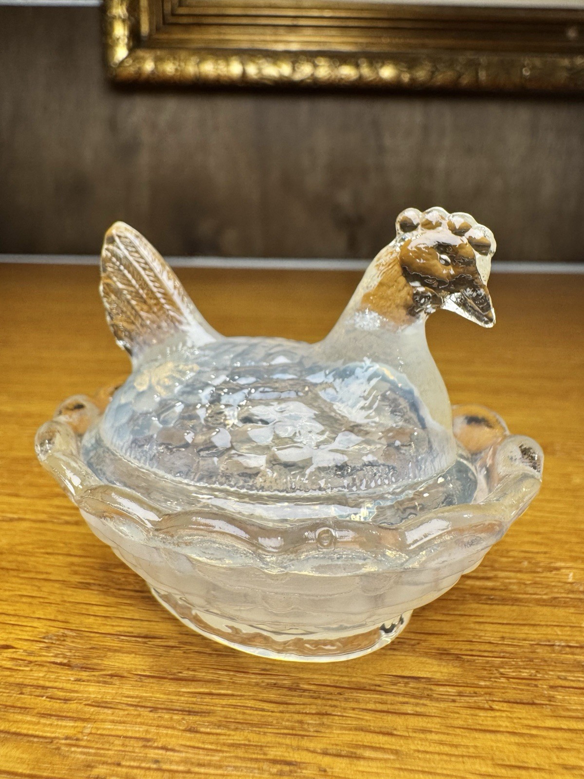 VTG Boyd Glass Hen On A Nest Salt Cellar Shasta White #106 Opaque Opaline