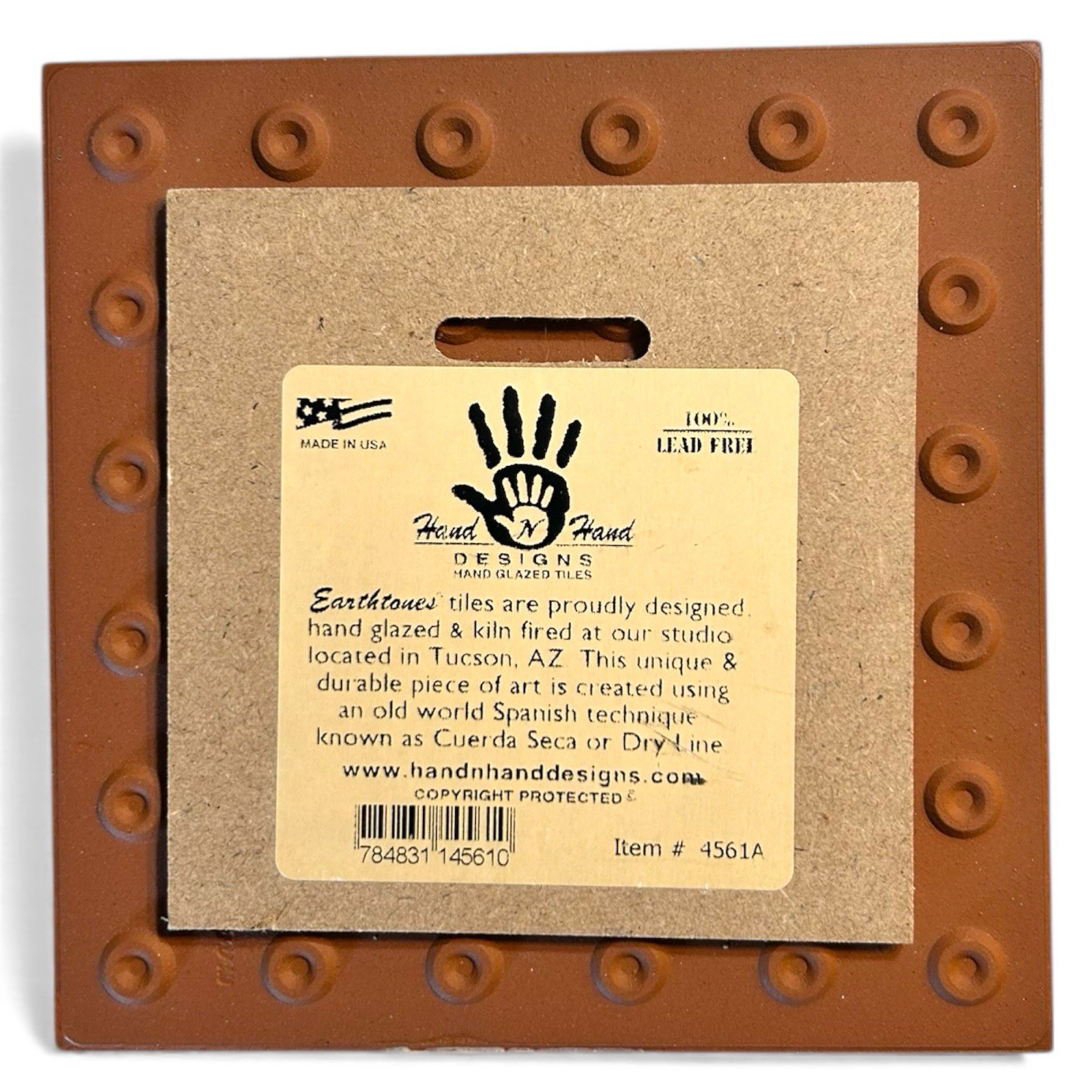 Hand N Hand Designs Earthtones San Xavier Mission Hand Glazed Tile