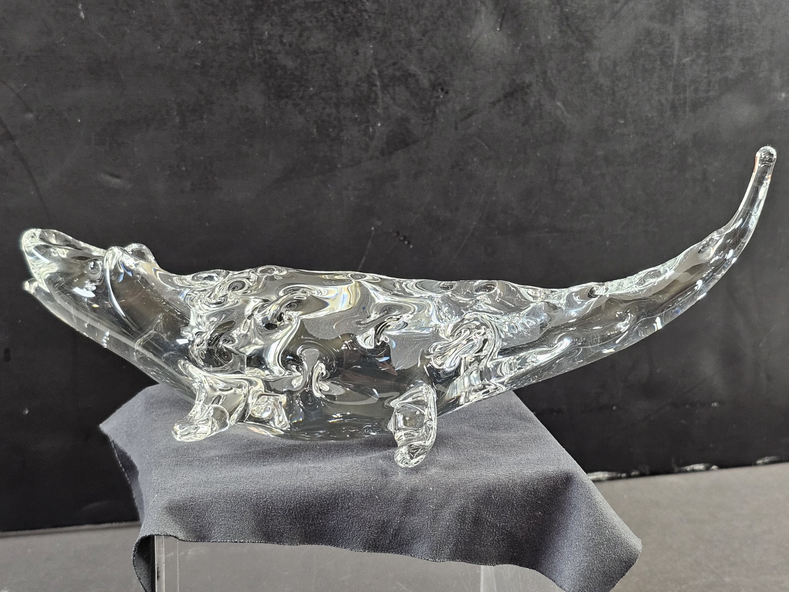 FM Ronneby Sweden Alligator Crocodile Caiman Clear Art Glass Crystal Figurine