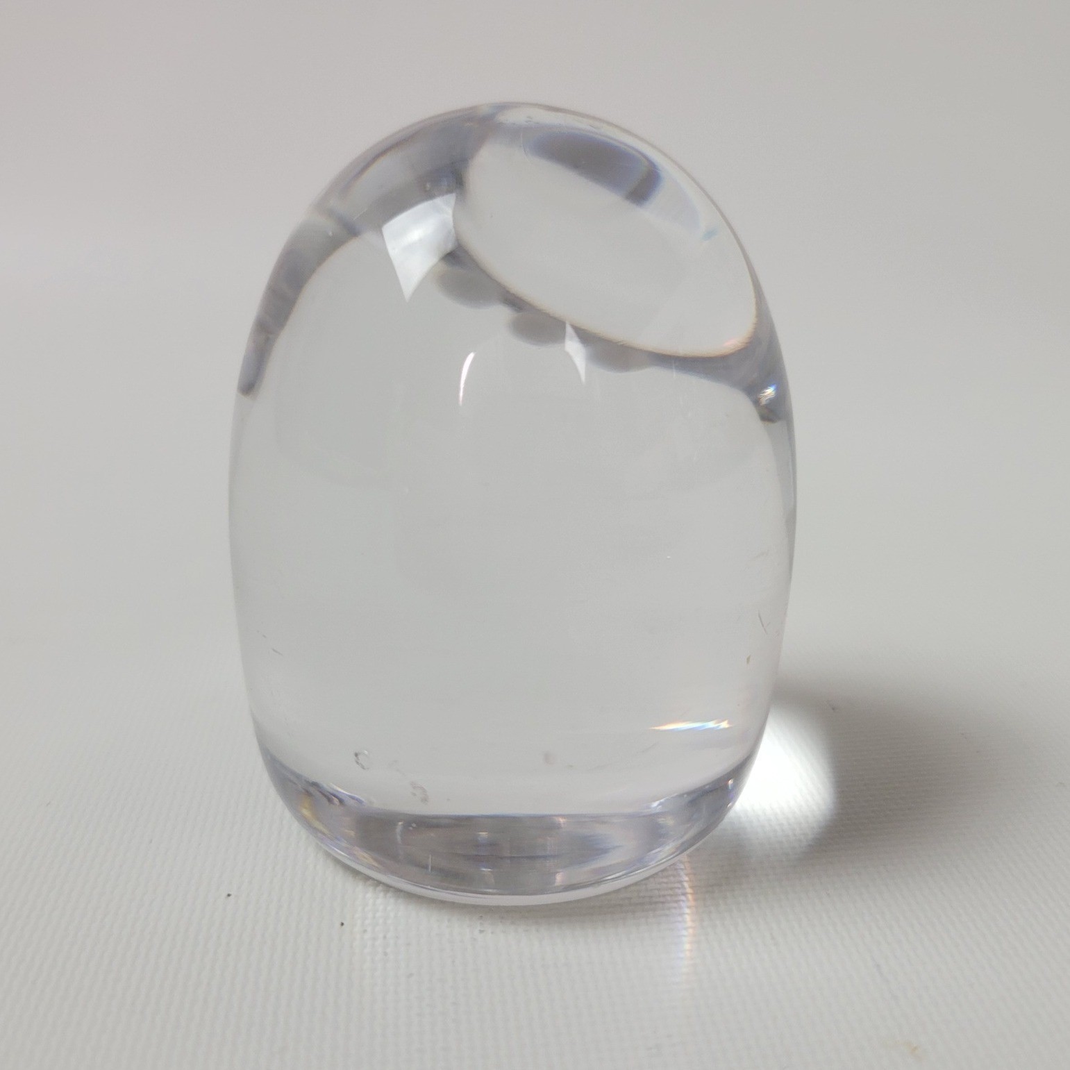 Kosta Boda Lisa 1972 Glass Paperweight Figurine Clear Gold Bow Sweden Vintage