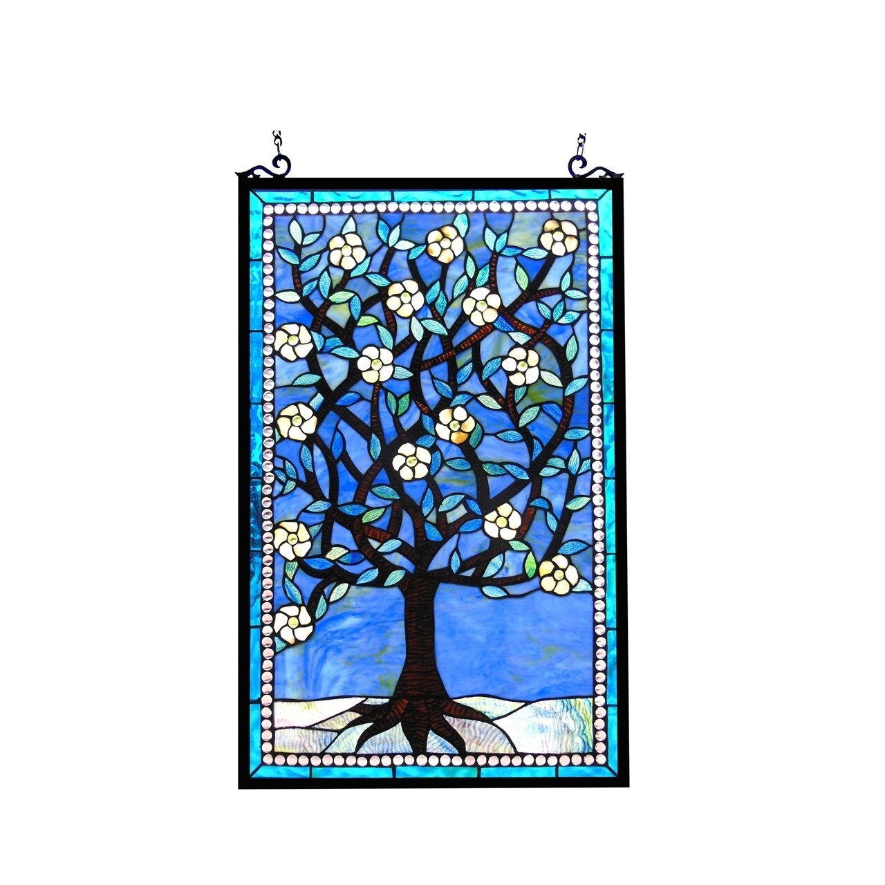 Stained Hanging Window Panel Glass Tree of Life Design Tiffany Style