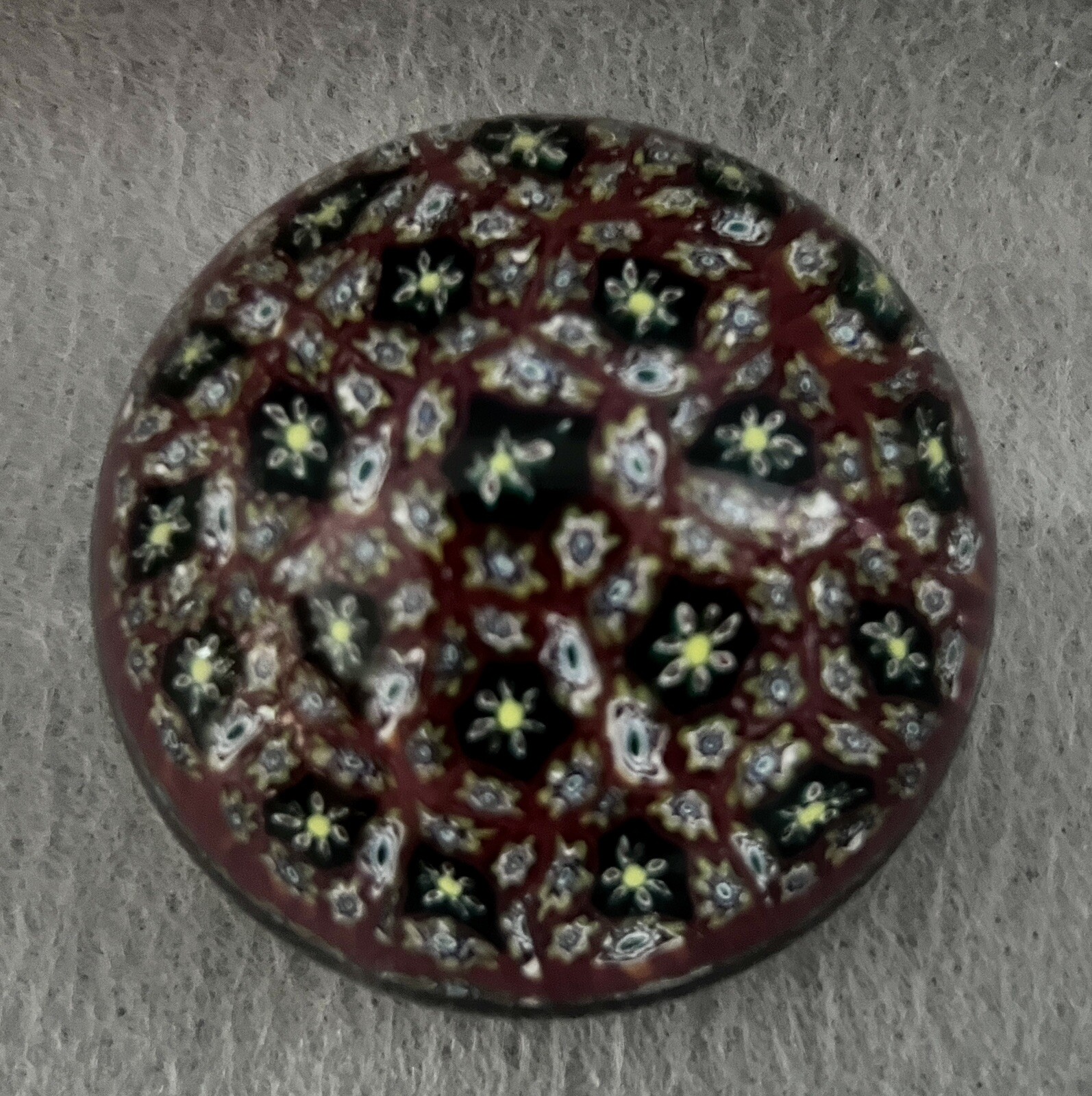 Murano Paperweight Brown, White, Yellow, Green, White