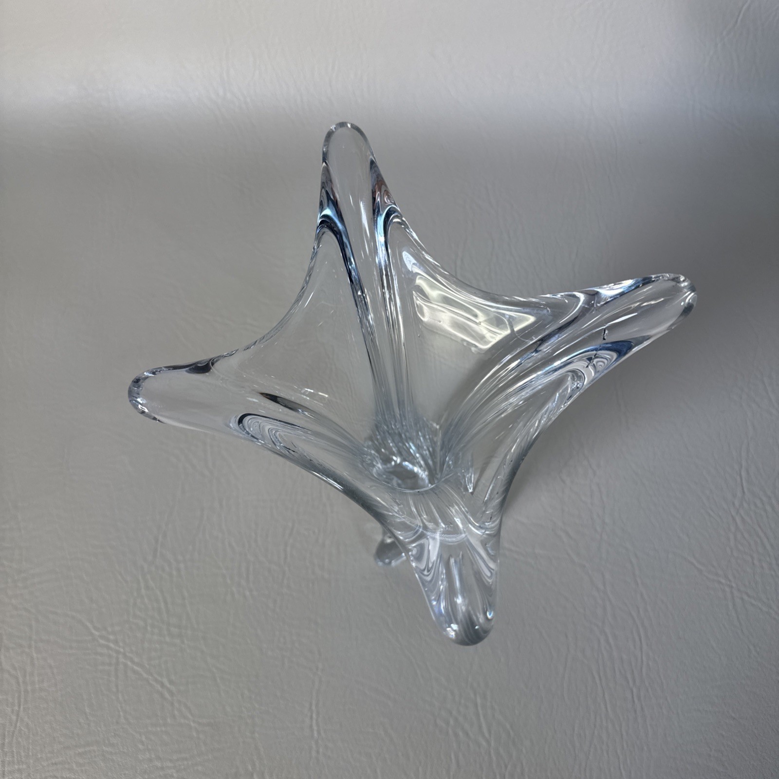 Clear Glass Vase by CoFrac Art Verrier France Modernist Mid-Century 8 1/4”