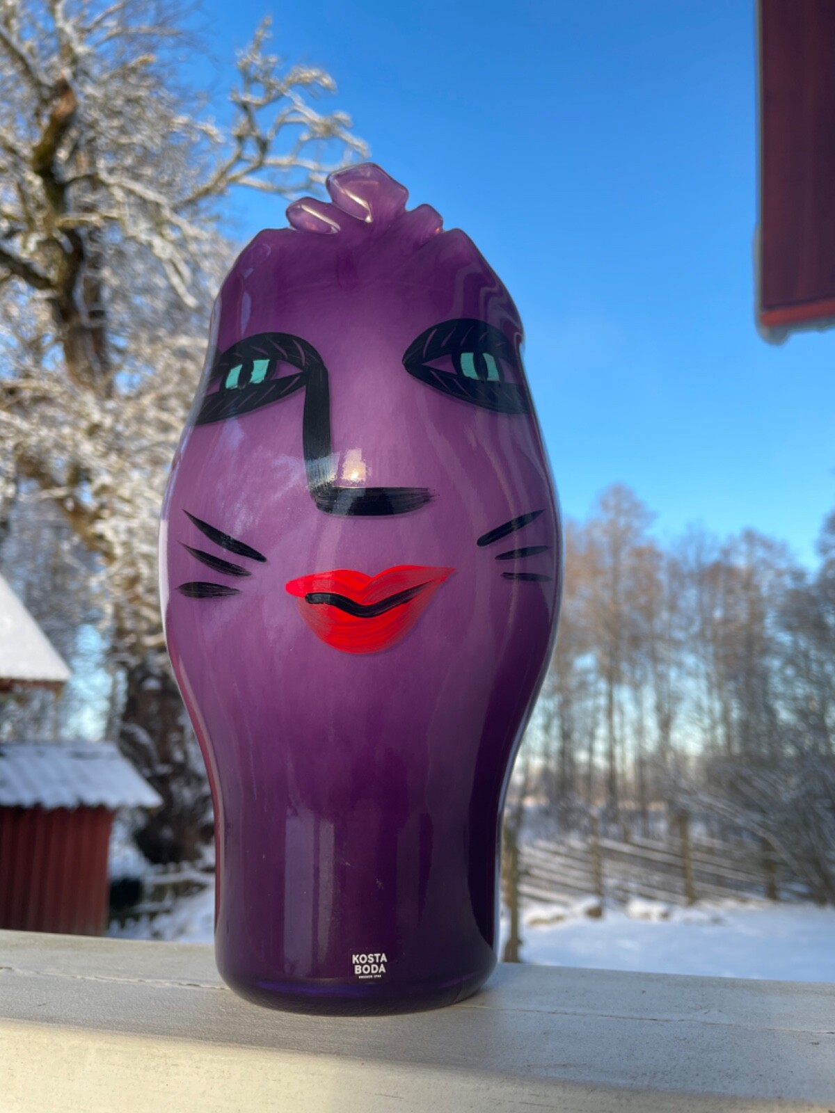 Kosta boda@Open minds@Ulrica Hydman Vallien@purple vase 26cm high@