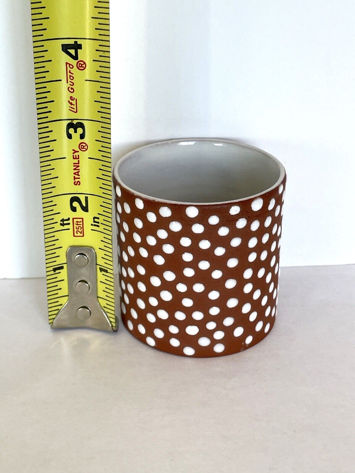 ZUETHEN Denmark Red Clay Polka Dot Pottery Edith Nielson 1950’s MCM Cup Vase