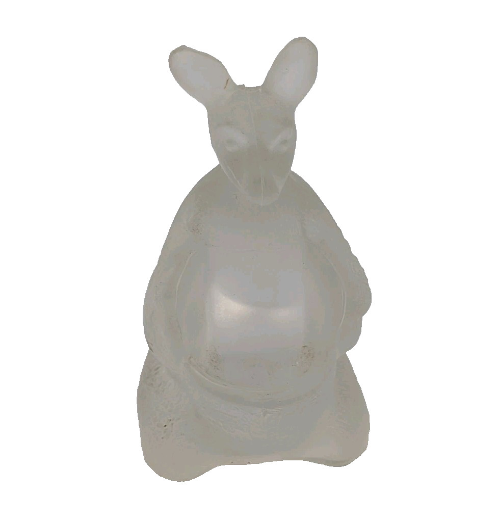 Frosted Glass Kangaroo And Baby Kid 5in Figurine
