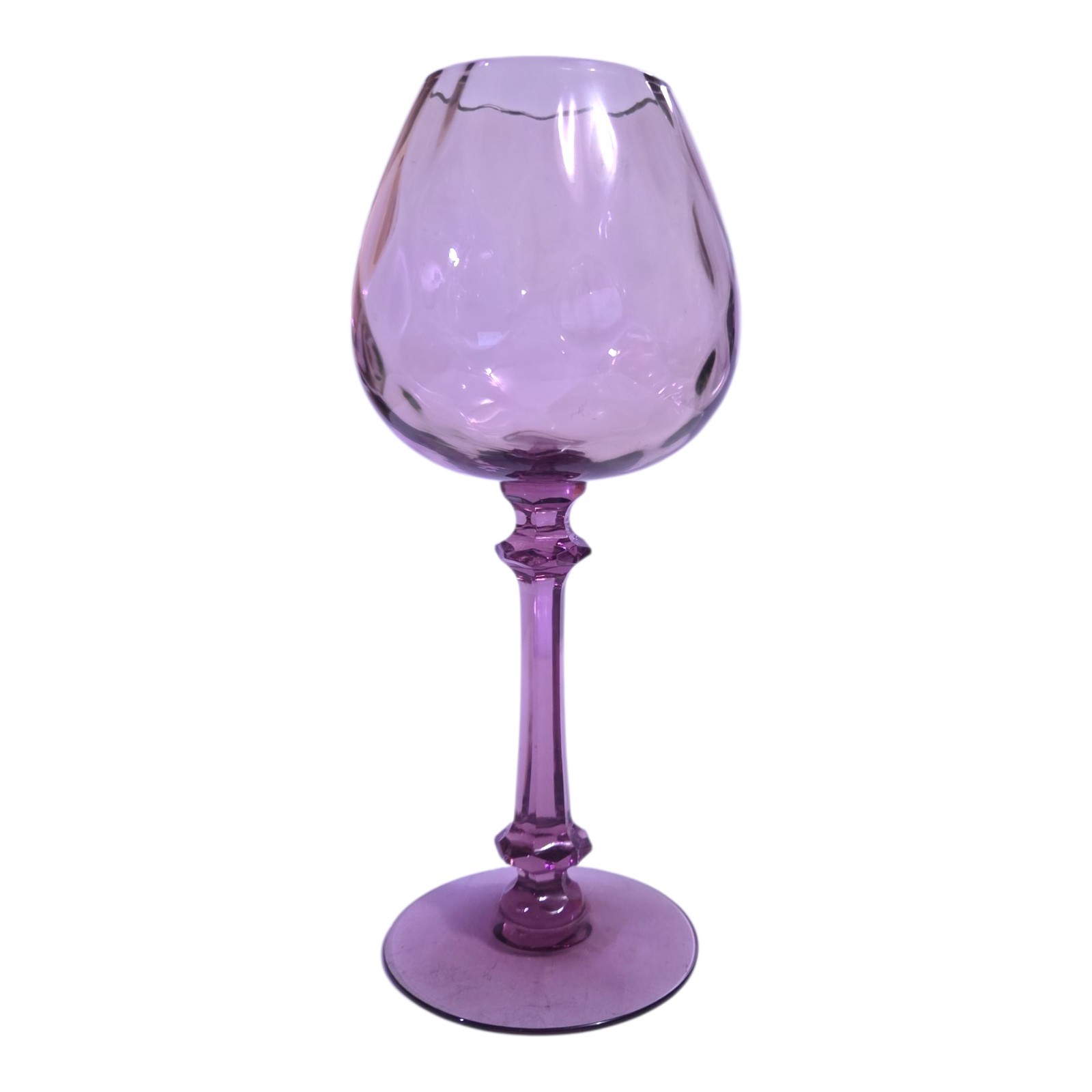 MCM Tiffin-Franciscan Amethyst Purple Lilac Diamond Optic Ivy Ball Vase 9.75″ H