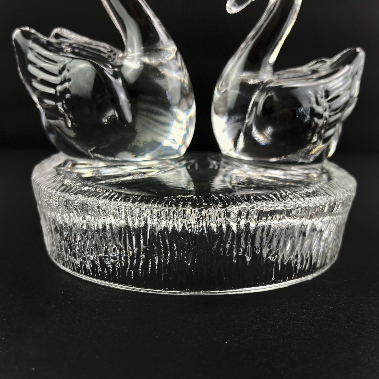 Vintage Royal Crystal Rock Figurine Swan & Cygnet Wildlife Italian Crystal Clear