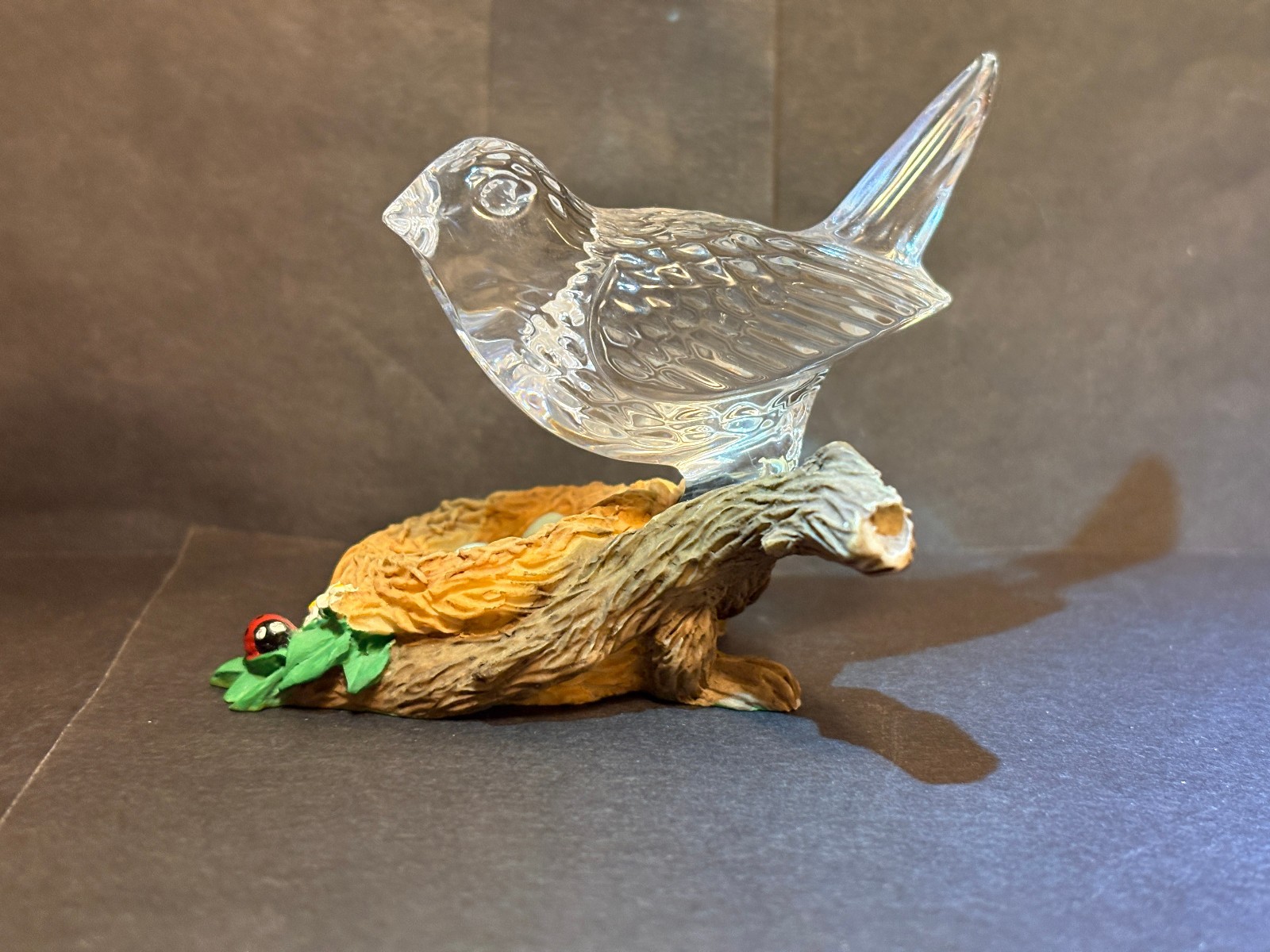 Vintage Waterford Crystal Ireland Elegant Cut Bird & Nest Figurine Paperweight