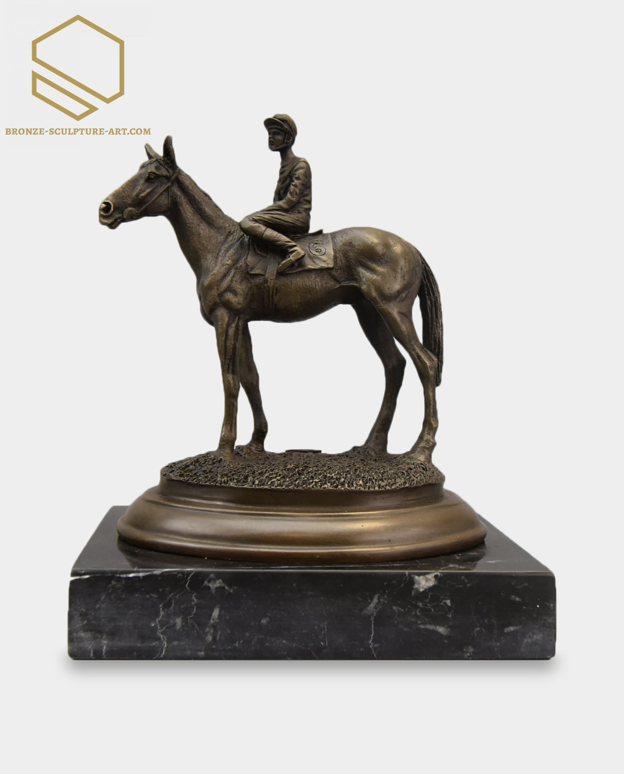 Jockey on Horse before the Race Bronze Sculpture