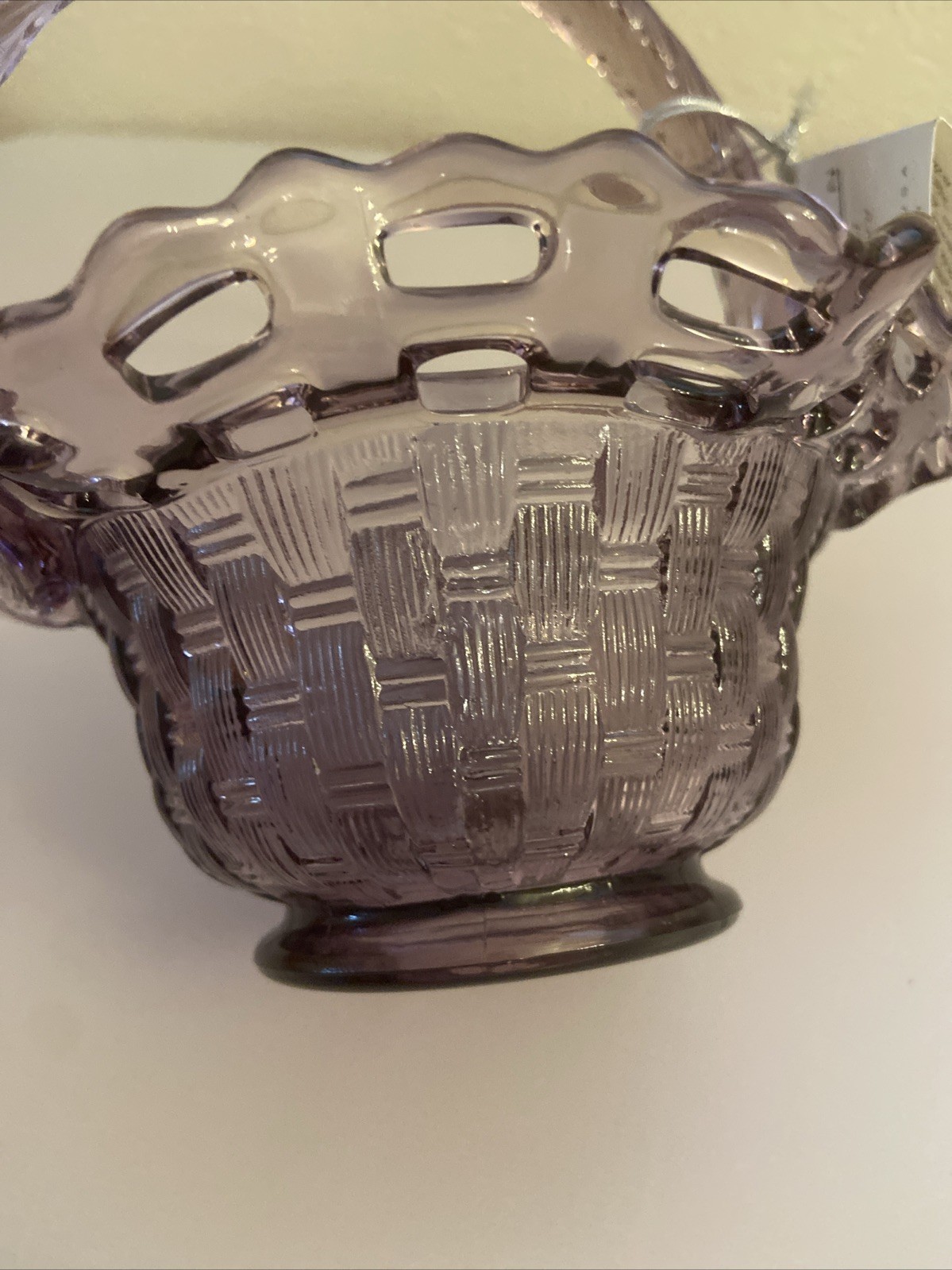 Vintage Fenton Basket Butch Wright Carnival Glass Amethyst Home Decor Handle Art