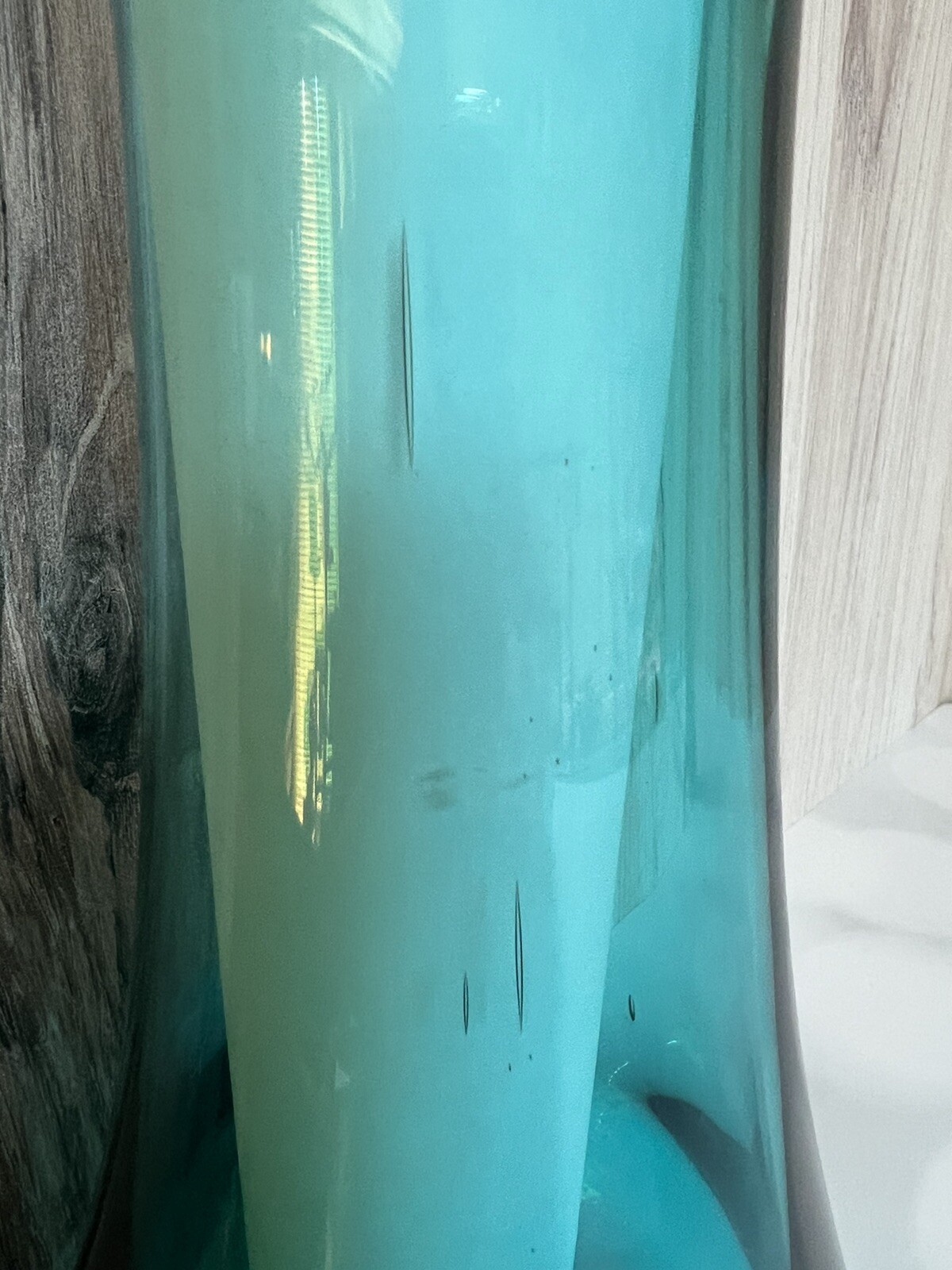 Vintage MCM LE Smith 18” Peacock Blue Fat Bottom Smoothie Swung Vase