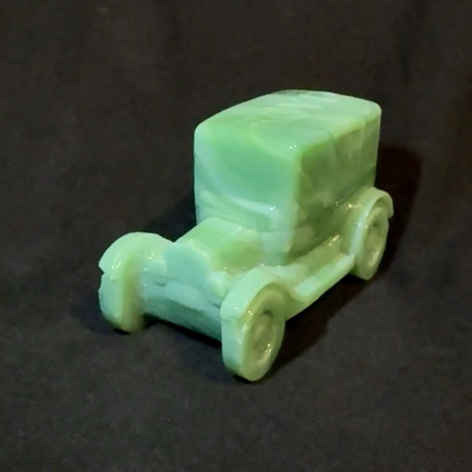 Boyd Art Glass Classic Moss Green Uranium Glass Taxi Cab Ford Dodge Truck Car