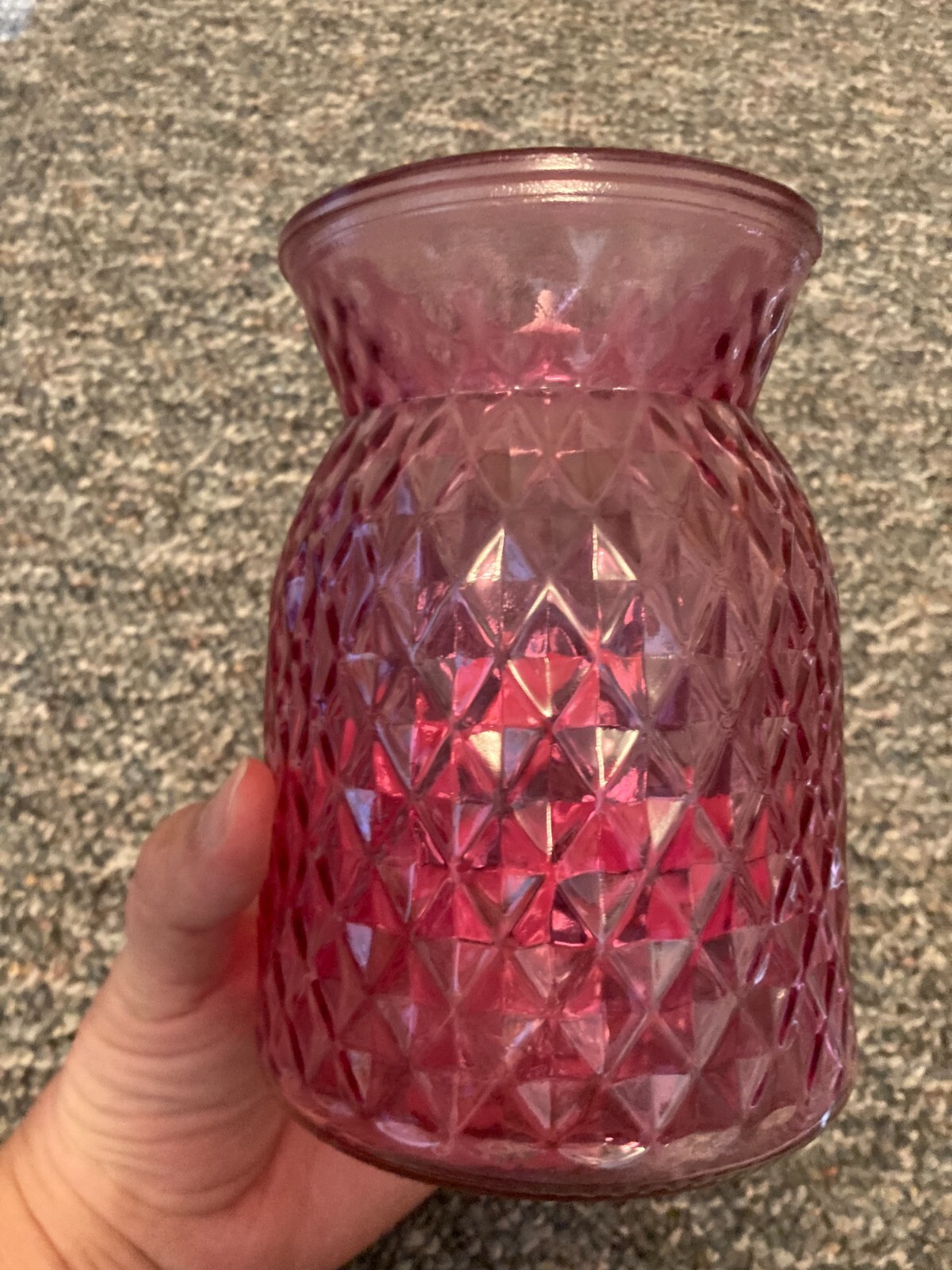 Vtg Pink Glass Vase 6 inches Tall X 4 Inches Wide!