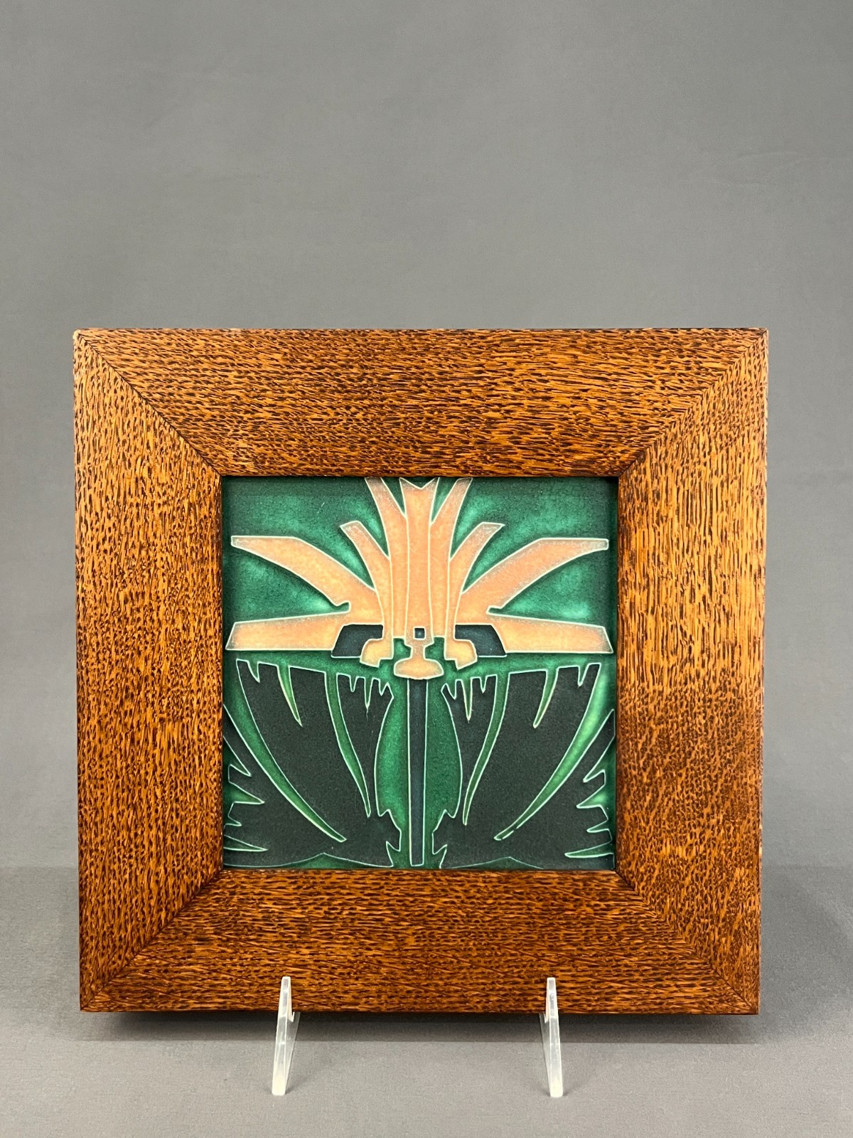 Vintage MOTAWI TILEWORKS Nouveau ARTS & CRAFTS Framed Tile; Mint