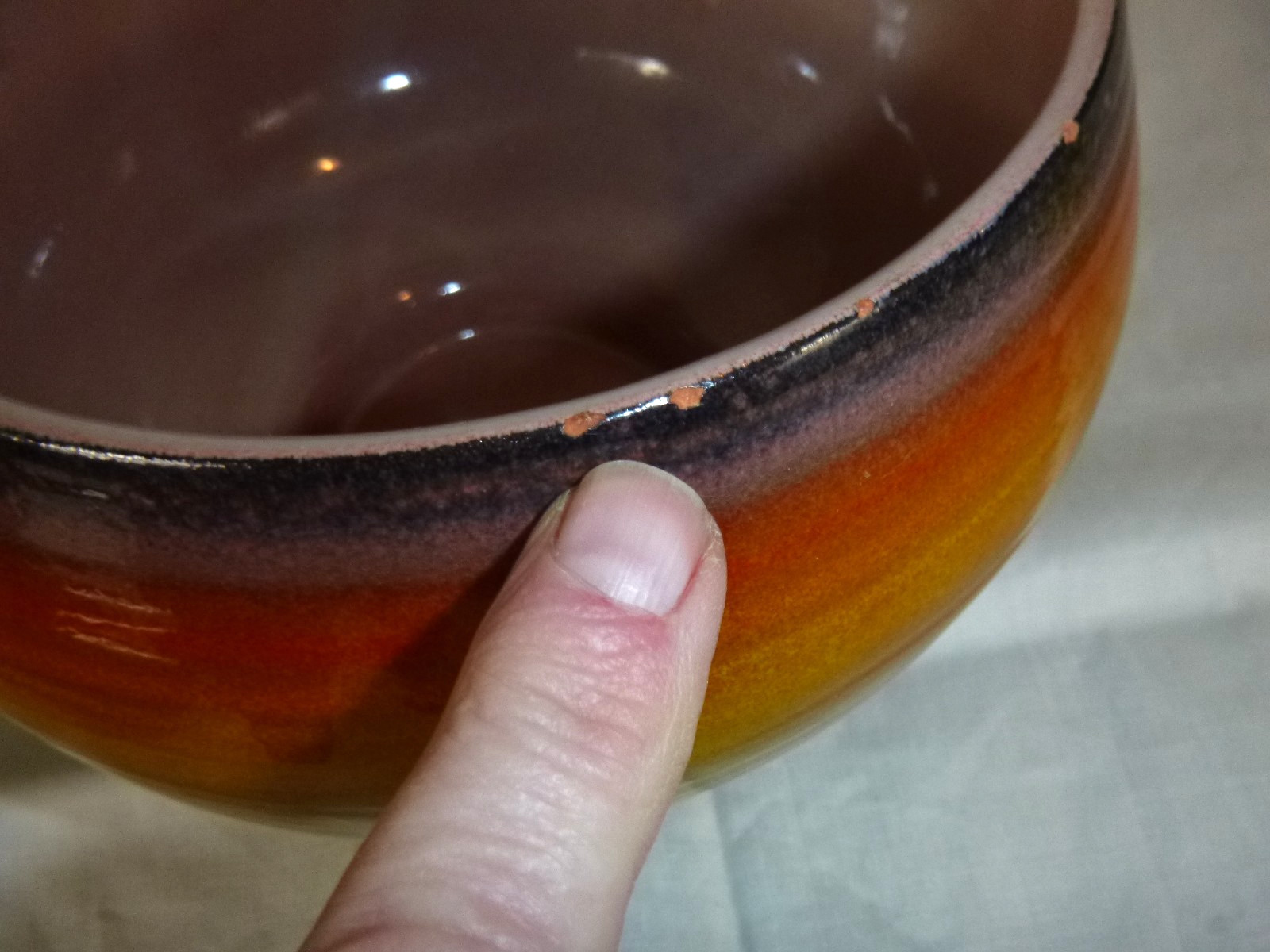 Vtg 60s Haeger Pottery Orb Jar & Lid 9H Sunrise Crackle Glaze Orange Yellow 7.5″