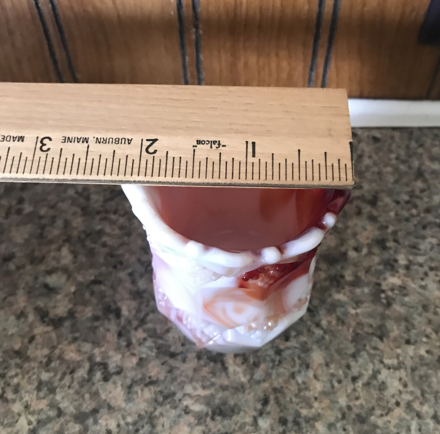 Toothpick Holder Red Swirl Slag Glass Imperial Glass Co. Diamond Pattern Vintage