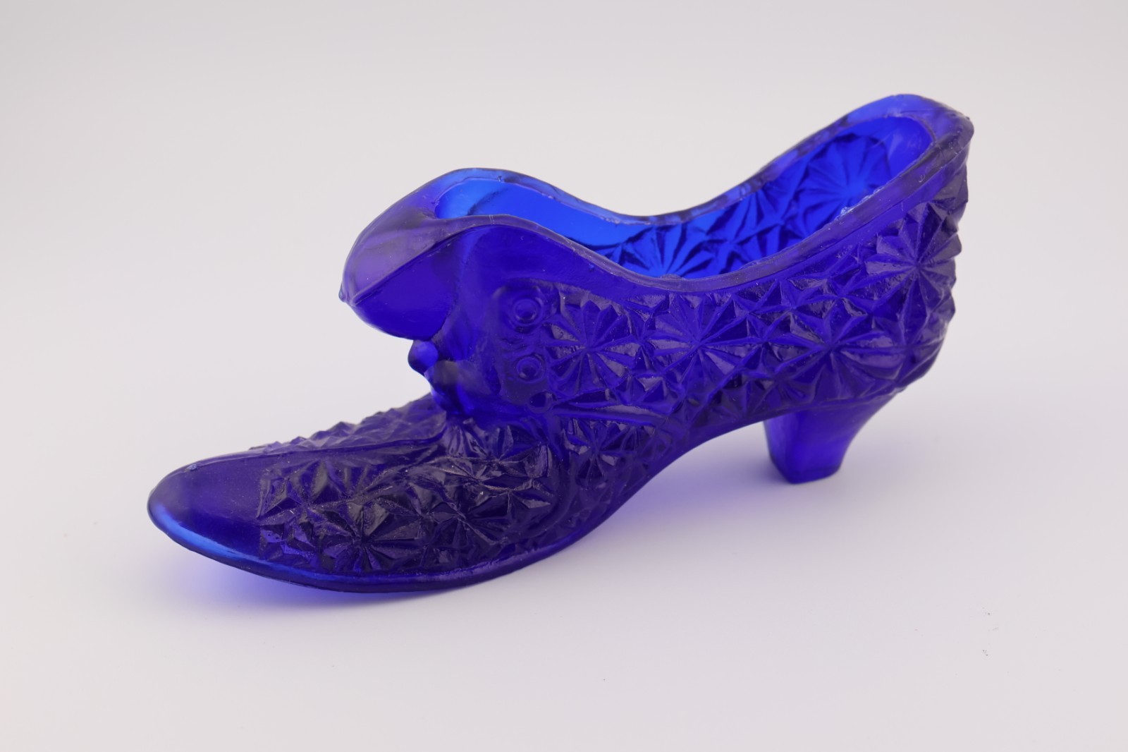 Mosser Glass Victorian Colbalt Blue Slipper Figurine made in Cambridge, Ohio